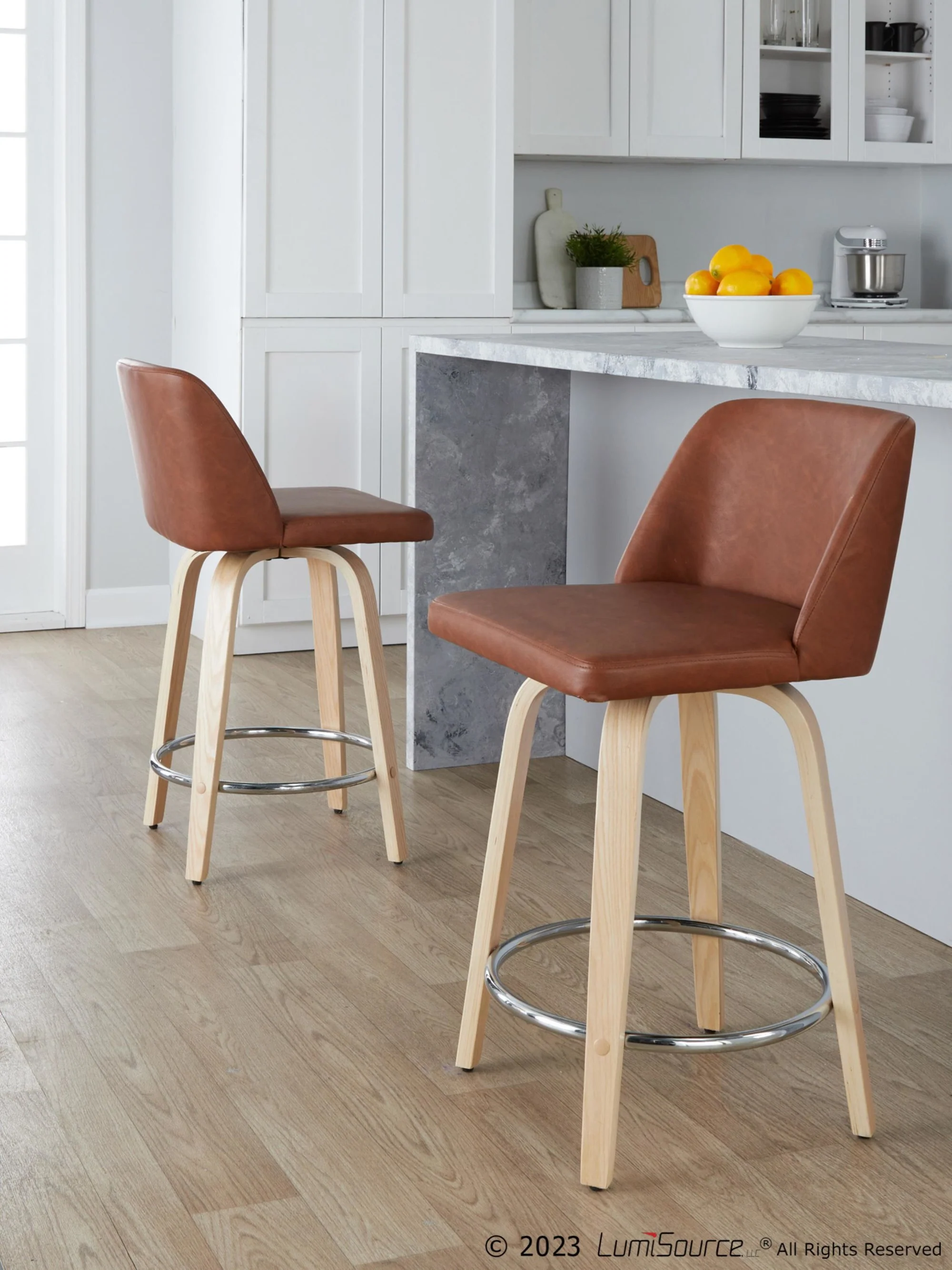 Toriano 24" Fixed-Height Counter Stool - Set of 2 By LumiSource - B24-TRNOPU-GRTZR2 NABK2 - Image 11