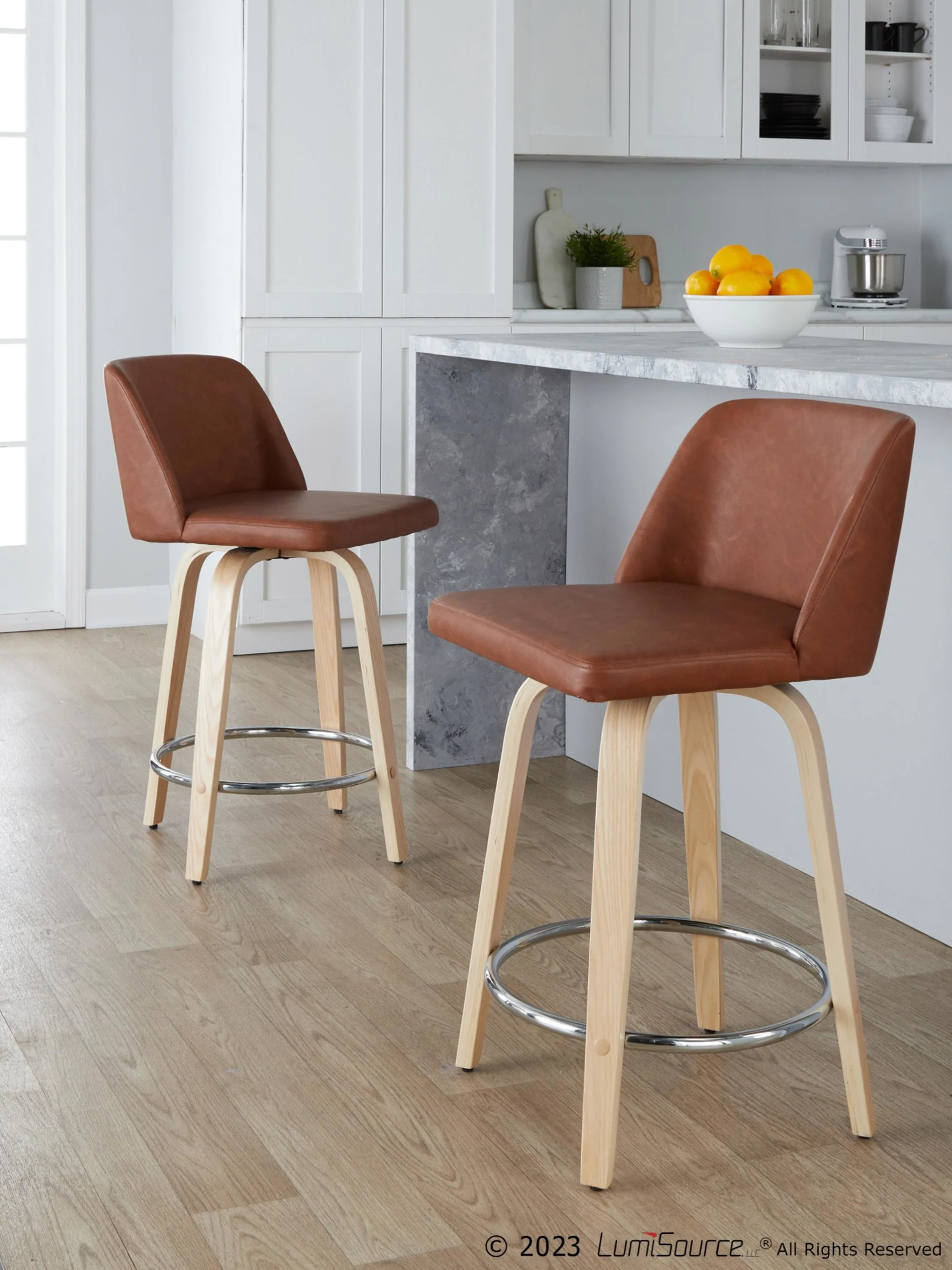 Toriano 24" Fixed-Height Counter Stool - Set of 2 By LumiSource - B24-TRNOPU-GRTZR2 NABK2 - Image 12