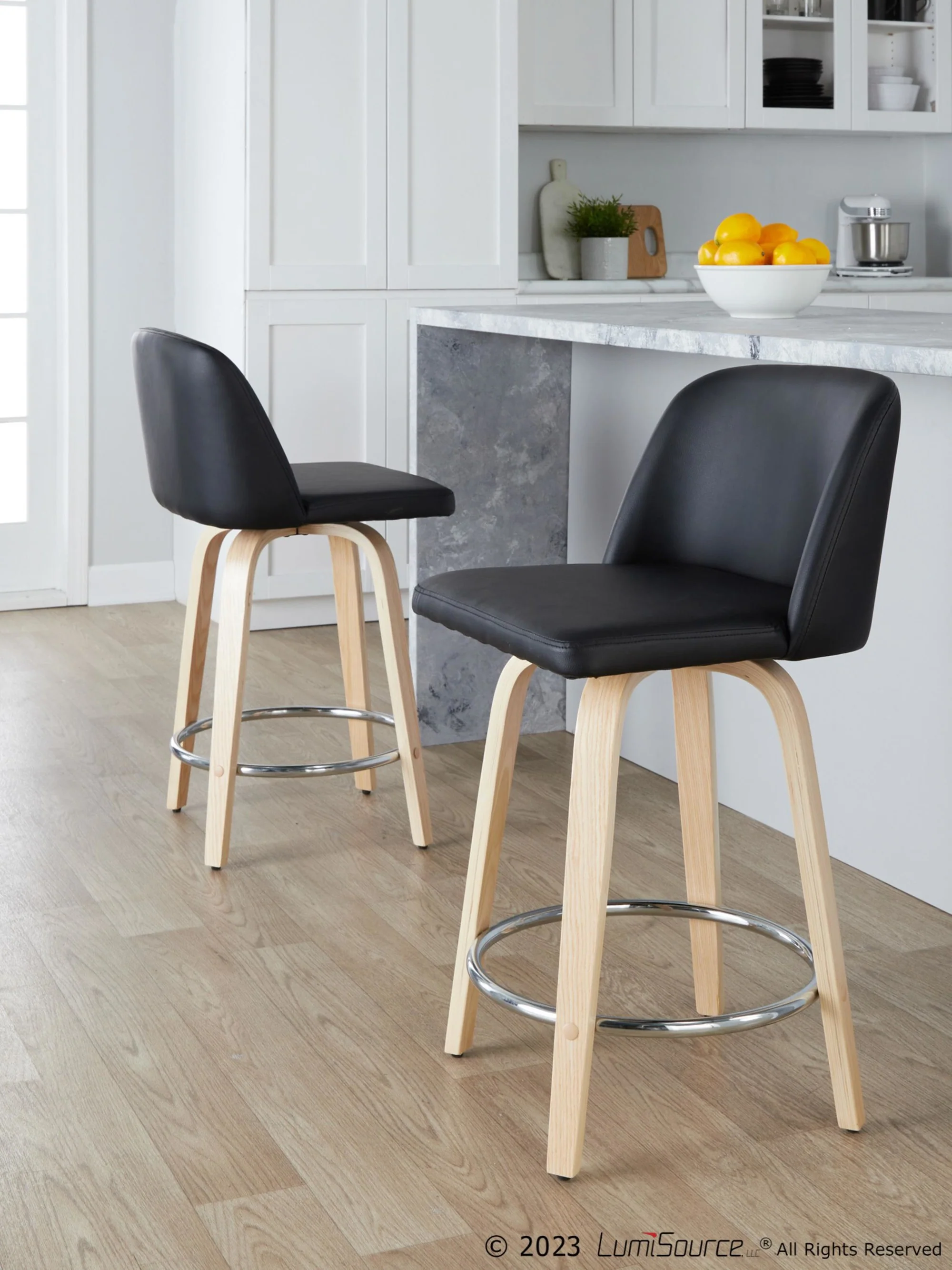 Toriano 24" Fixed-Height Counter Stool - Set of 2 By LumiSource - B24-TRNOPU-GRTZR2 NABK2 - Image 2