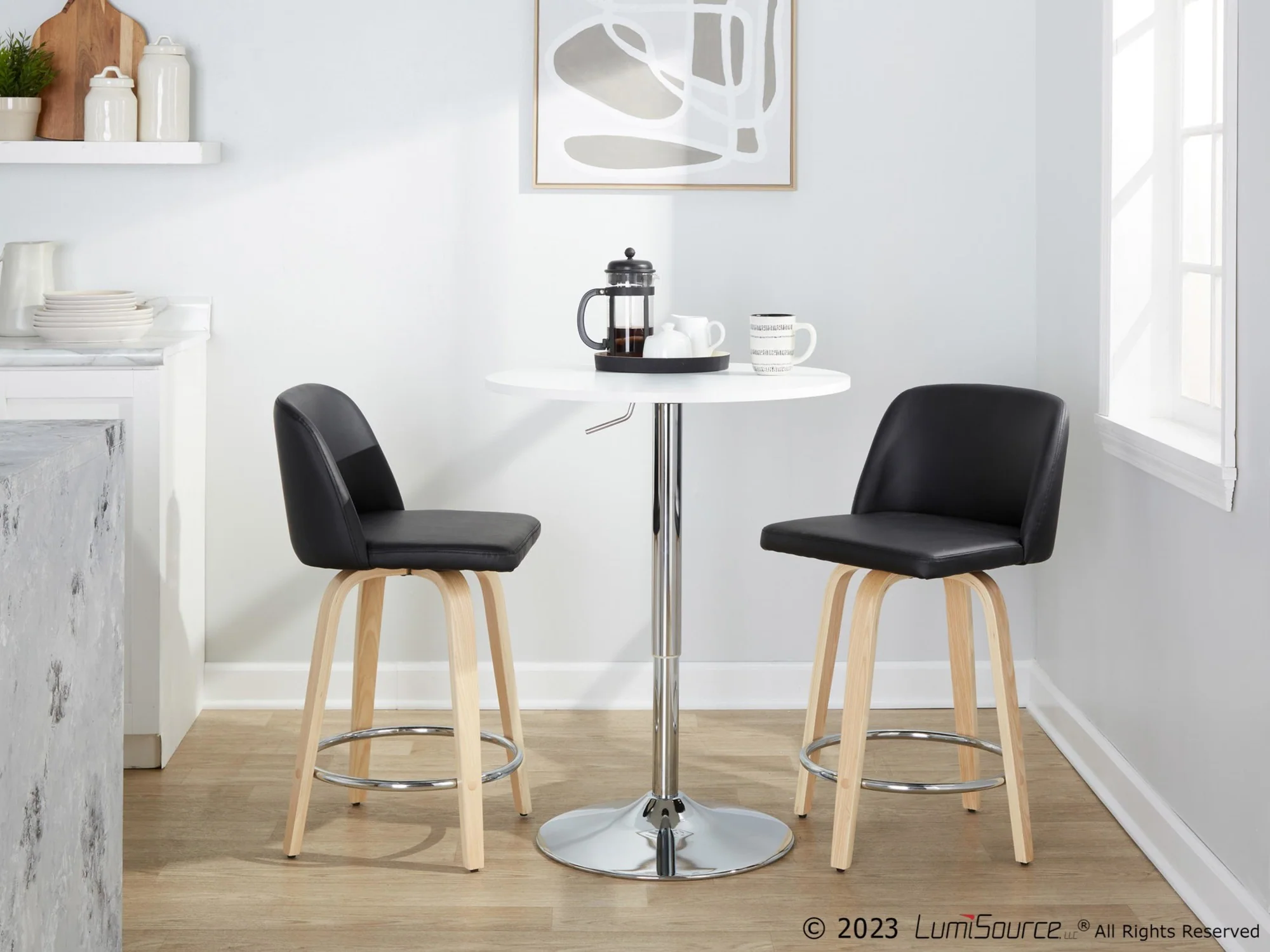 Toriano 24" Fixed-Height Counter Stool - Set of 2 By LumiSource - B24-TRNOPU-GRTZR2 NABK2 - Image 3