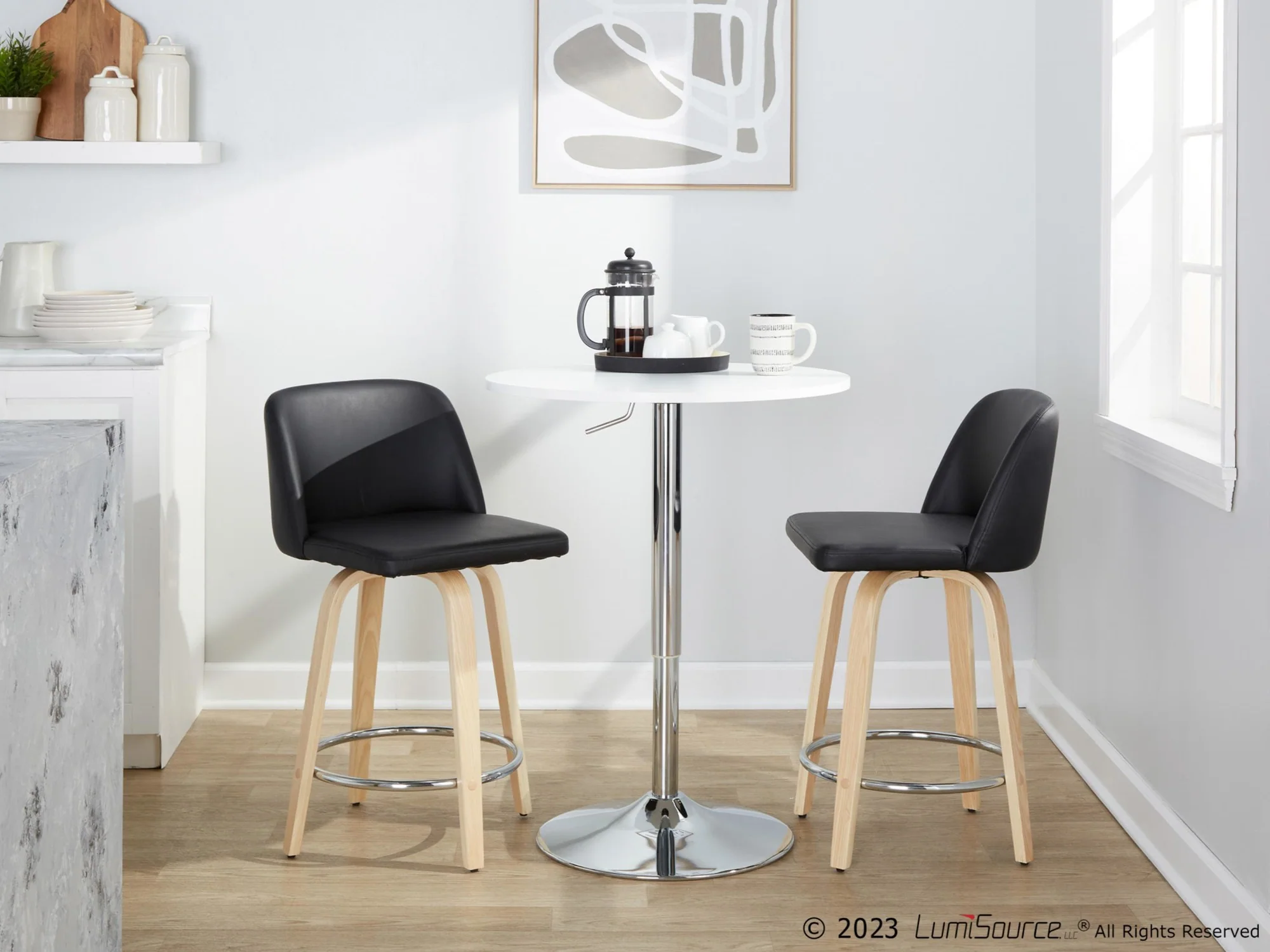 Toriano 24" Fixed-Height Counter Stool - Set of 2 By LumiSource - B24-TRNOPU-GRTZR2 NABK2 - Image 4