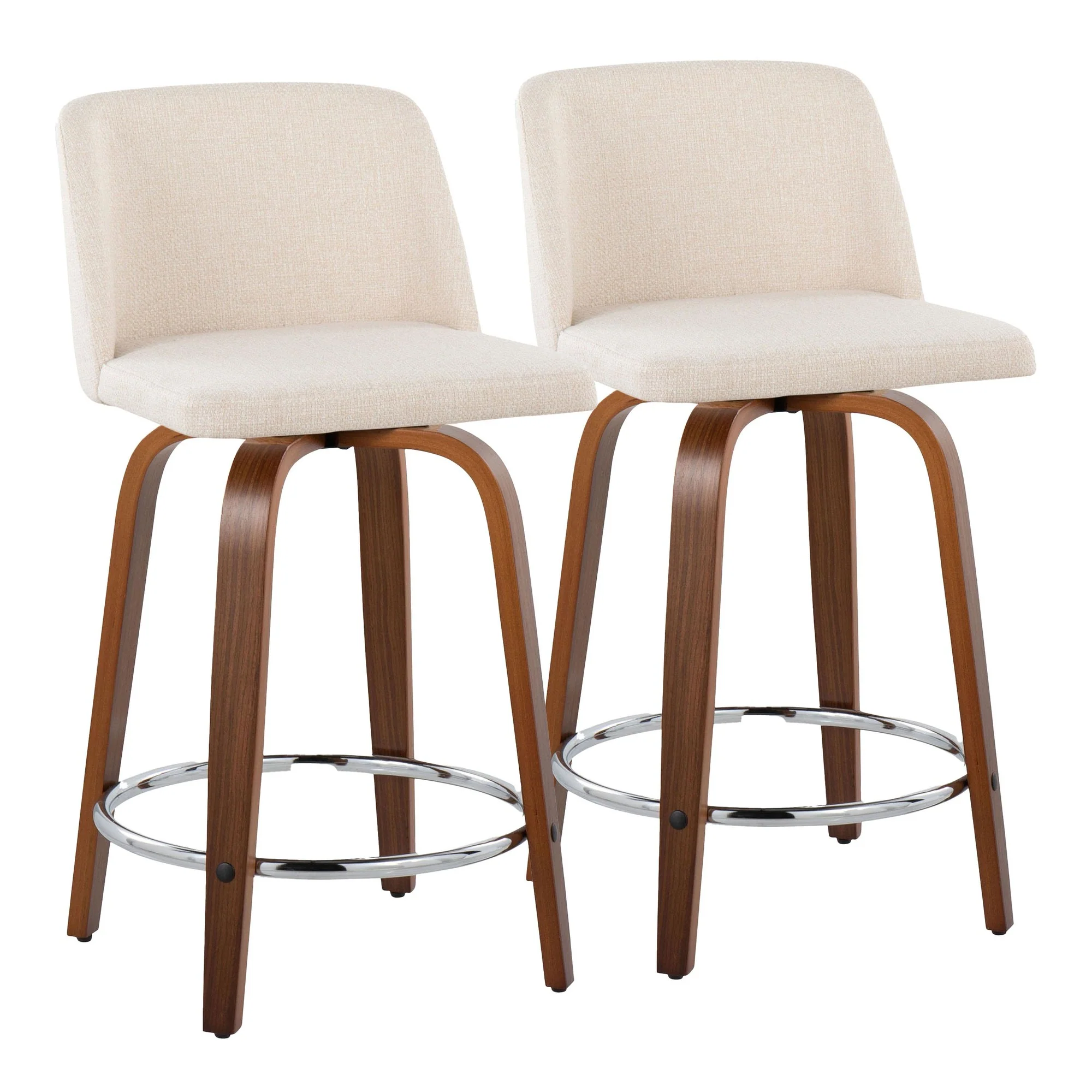 Toriano 24" Fixed Height Counter Stool - Set of 2 Walnut Black By LumiSource - Image 4
