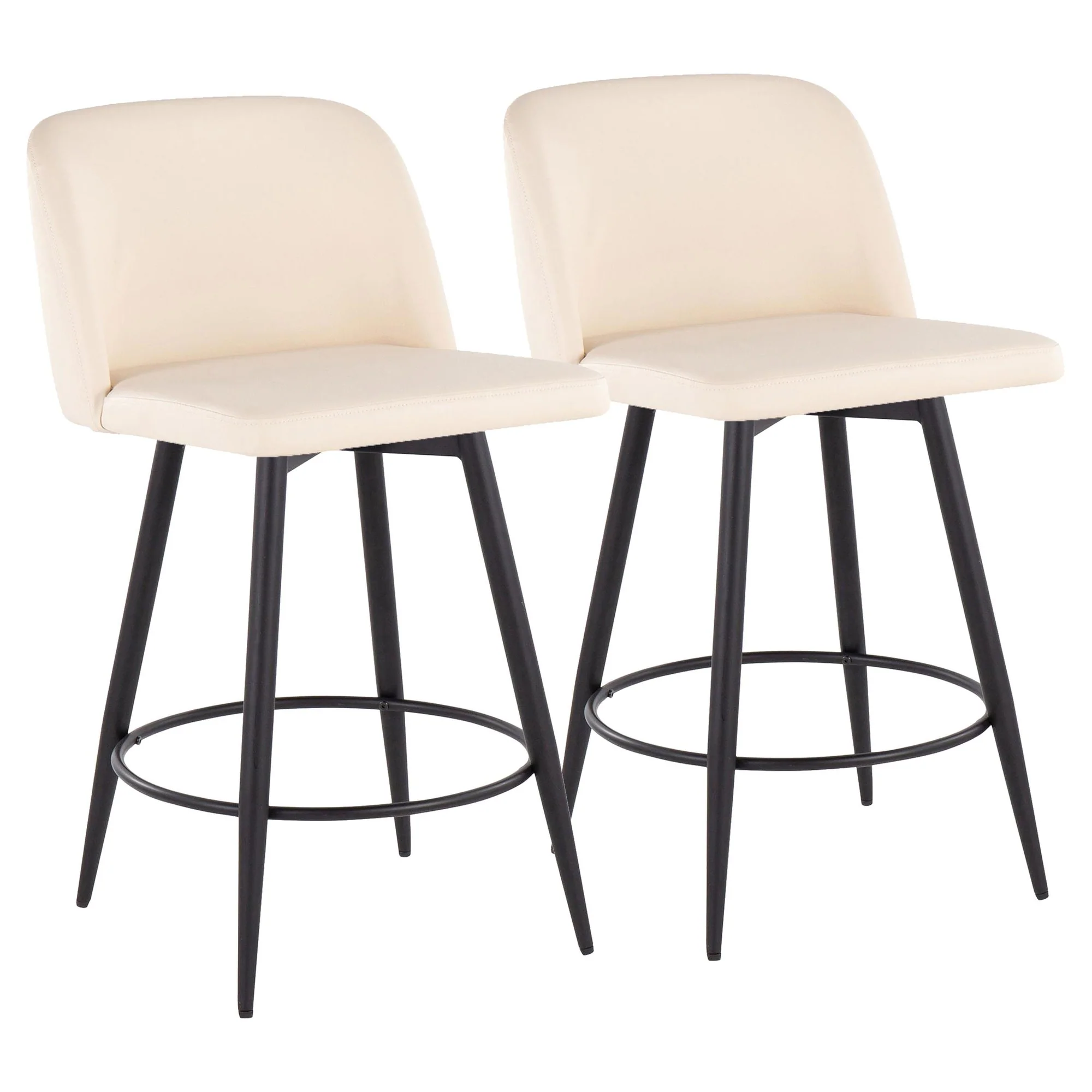 Toriano 26" Fixed Height Counter Stool - Set of 2 Cream By LumiSource - B26-TRNOPU-55TPRZQ2 BKCAM2 - Image 7