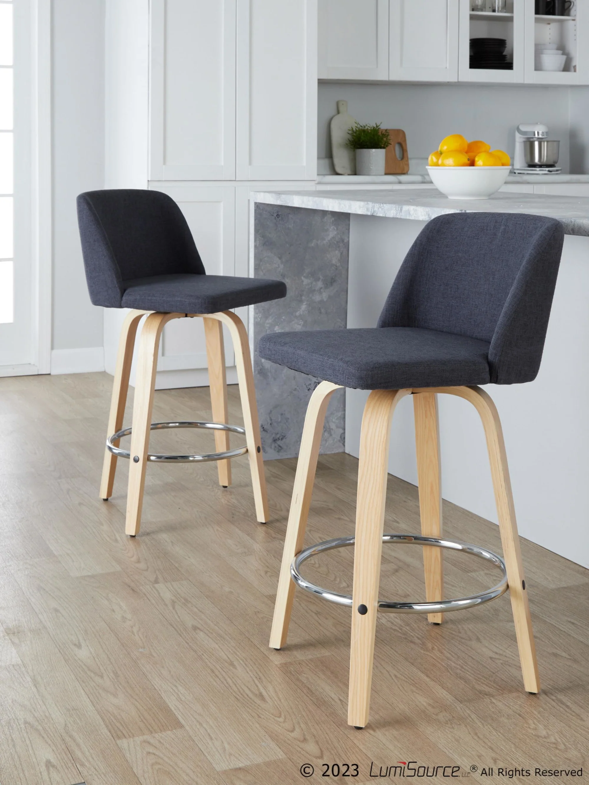 Toriano 26" Fixed-Height Counter Stool - Set of 2 By LumiSource - B26-TRNOFB-GRTZR2 NABU2 - Image 2