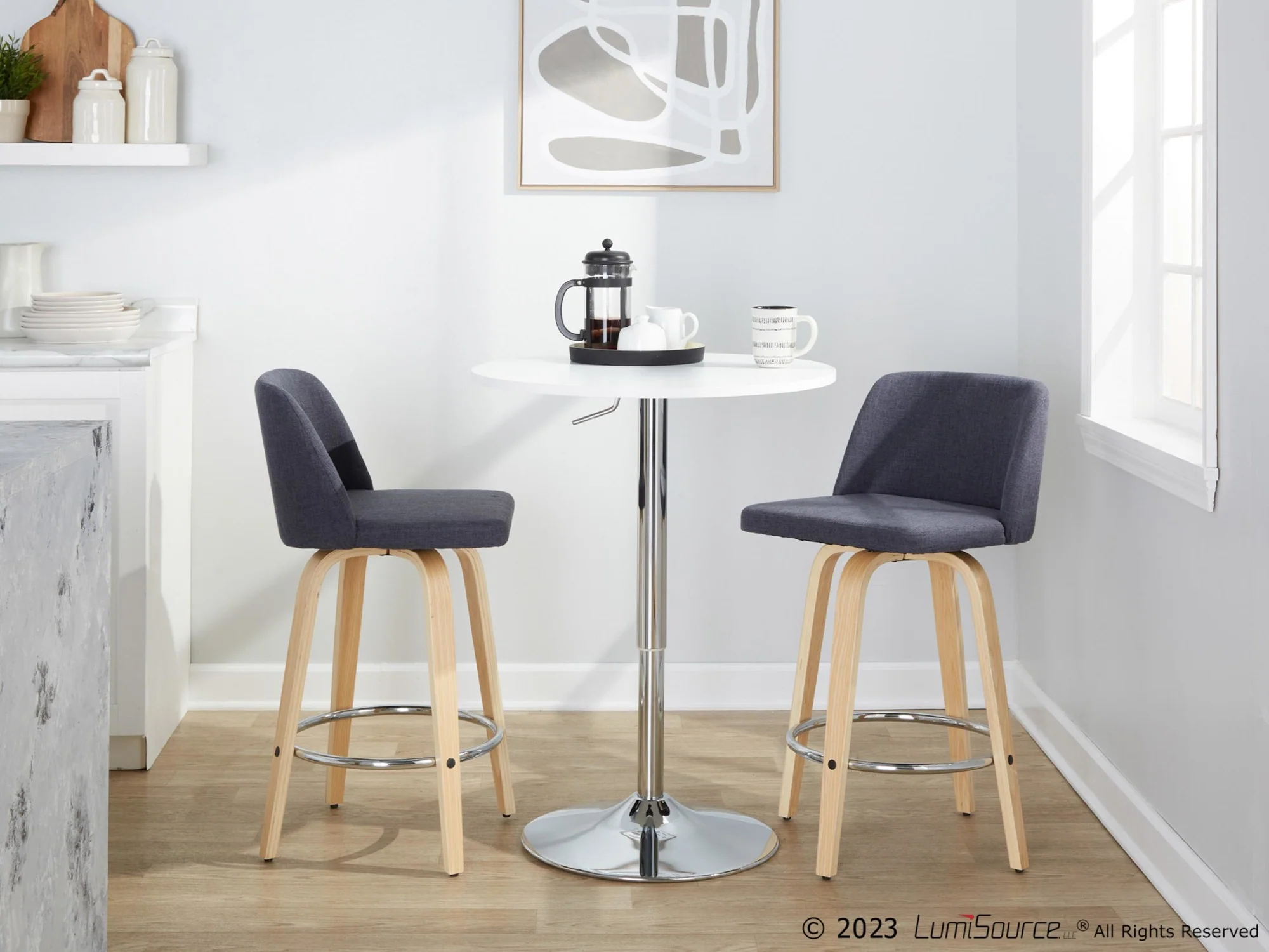 Toriano 26" Fixed-Height Counter Stool - Set of 2 By LumiSource - B26-TRNOFB-GRTZR2 NABU2 - Image 3