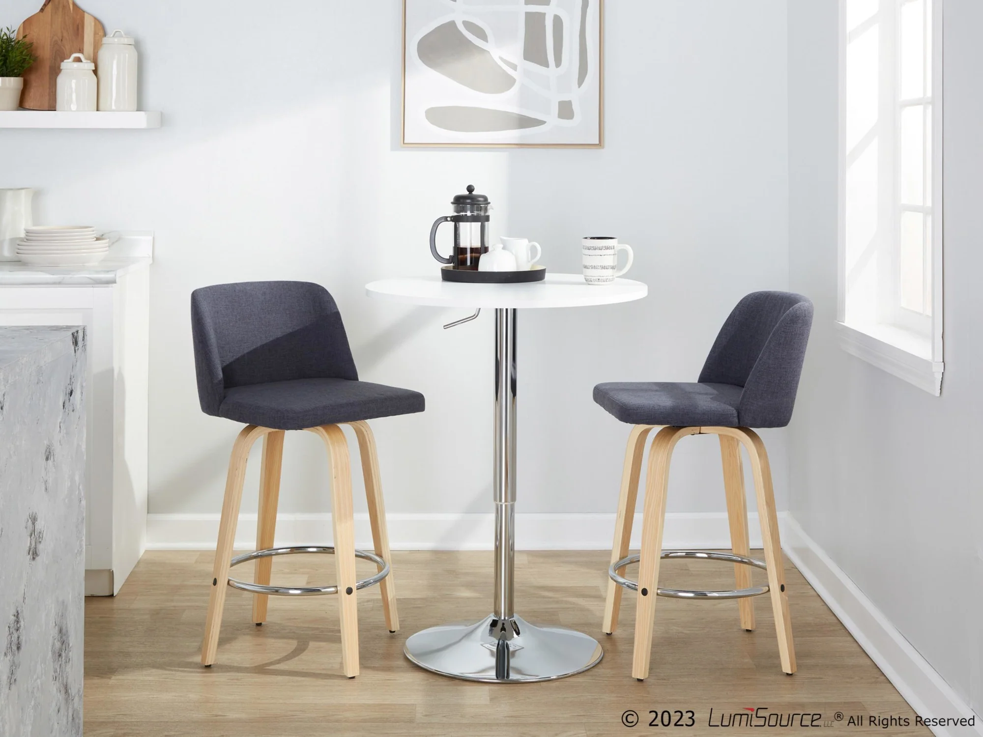 Toriano 26" Fixed-Height Counter Stool - Set of 2 By LumiSource - B26-TRNOFB-GRTZR2 NABU2 - Image 4
