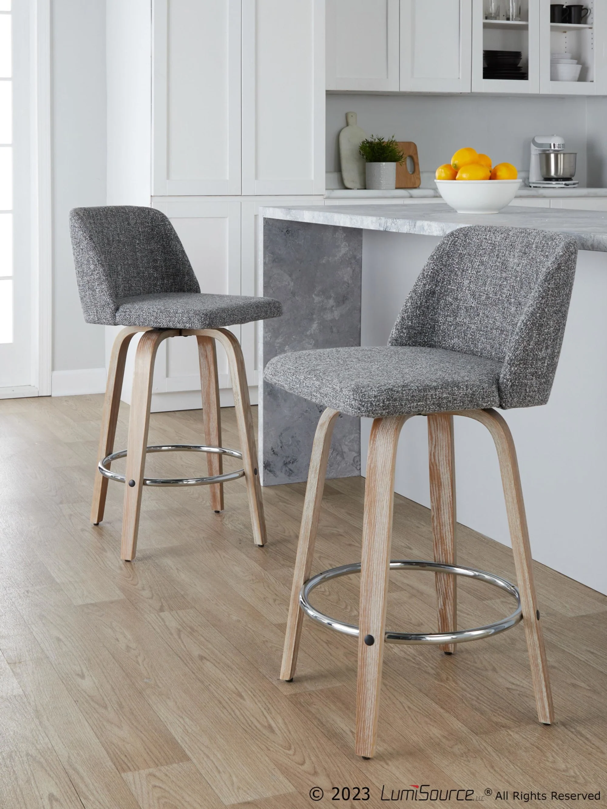 Toriano 26" Fixed-Height Counter Stool - Set of 2 By LumiSource - B26-TRNOFB-GRTZR2 WWNCR2 - Image 11