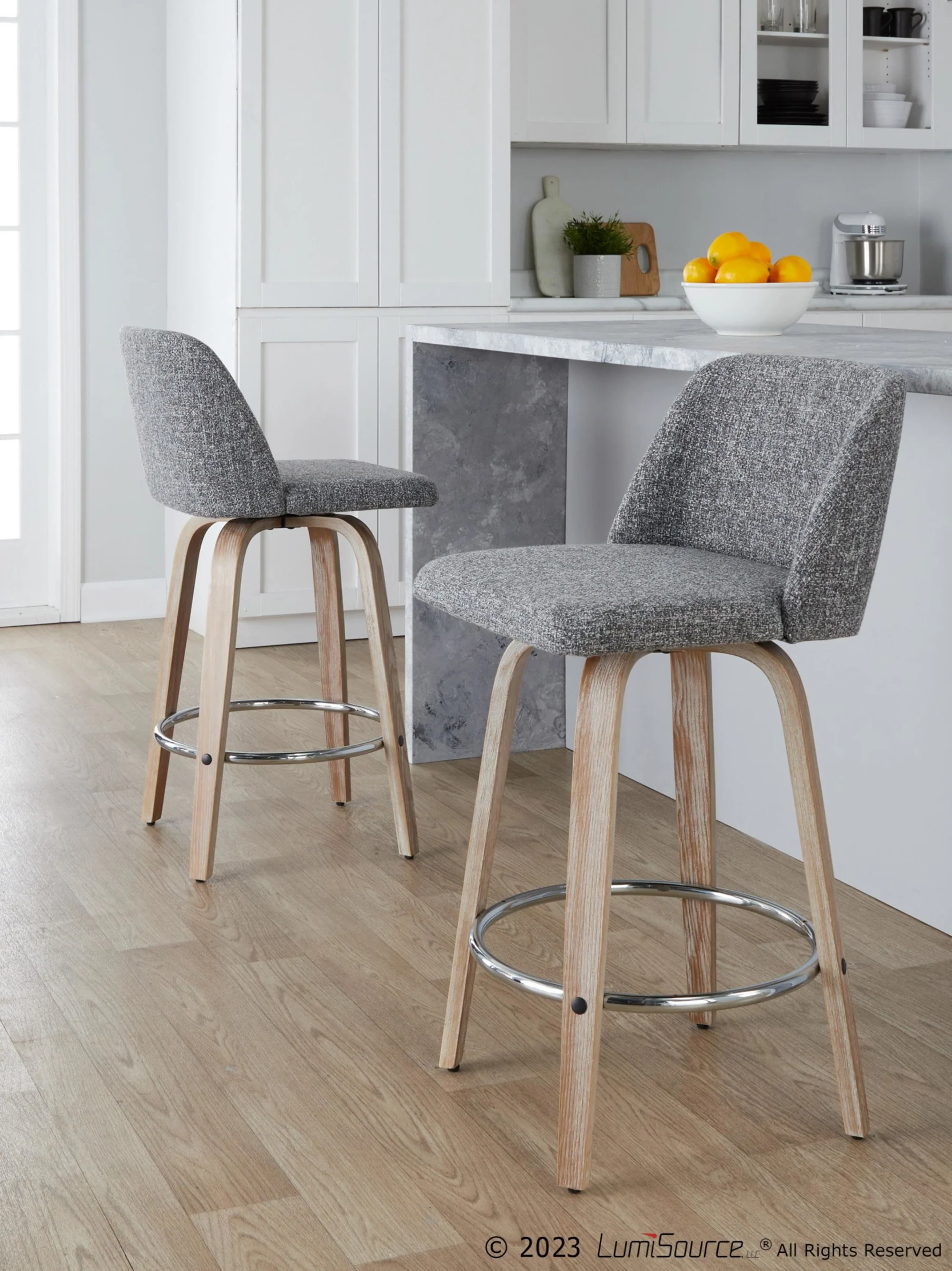 Toriano 26" Fixed-Height Counter Stool - Set of 2 By LumiSource - B26-TRNOFB-GRTZR2 WWNCR2 - Image 12