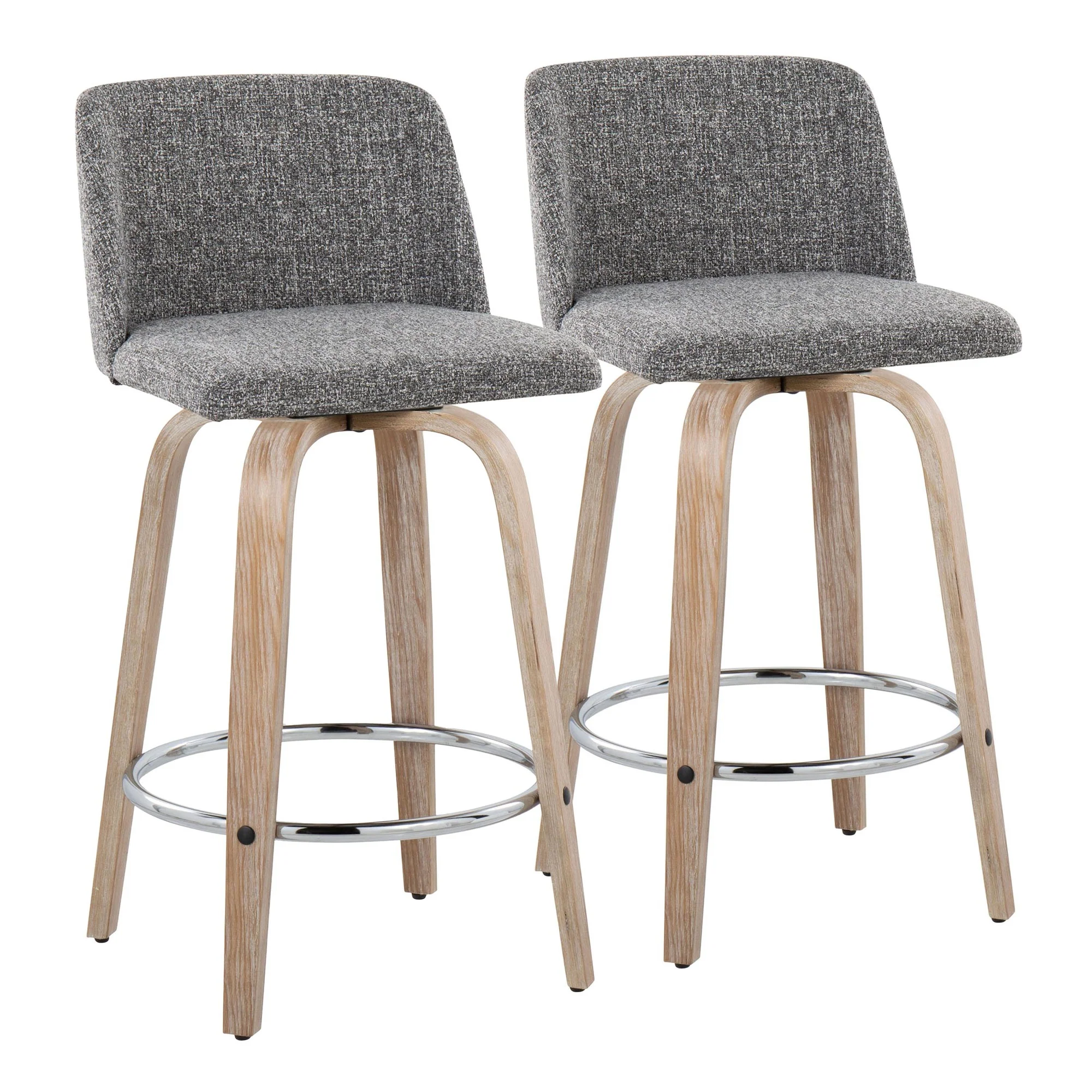 Toriano 26" Fixed-Height Counter Stool - Set of 2 By LumiSource - B26-TRNOFB-GRTZR2 WWNCR2 - Image 15