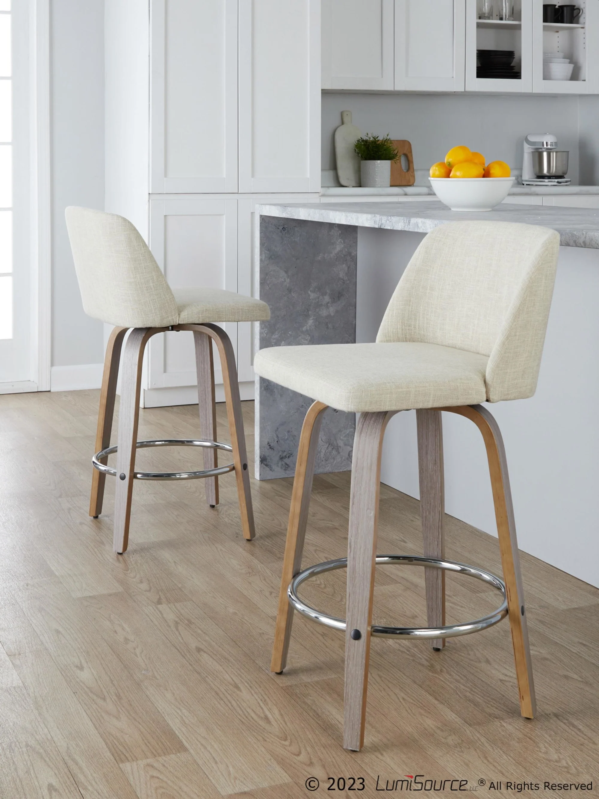 Toriano 26" Fixed-Height Counter Stool - Set of 2 By LumiSource - B26-TRNOFB-GRTZR2 WWNCR2 - Image 2