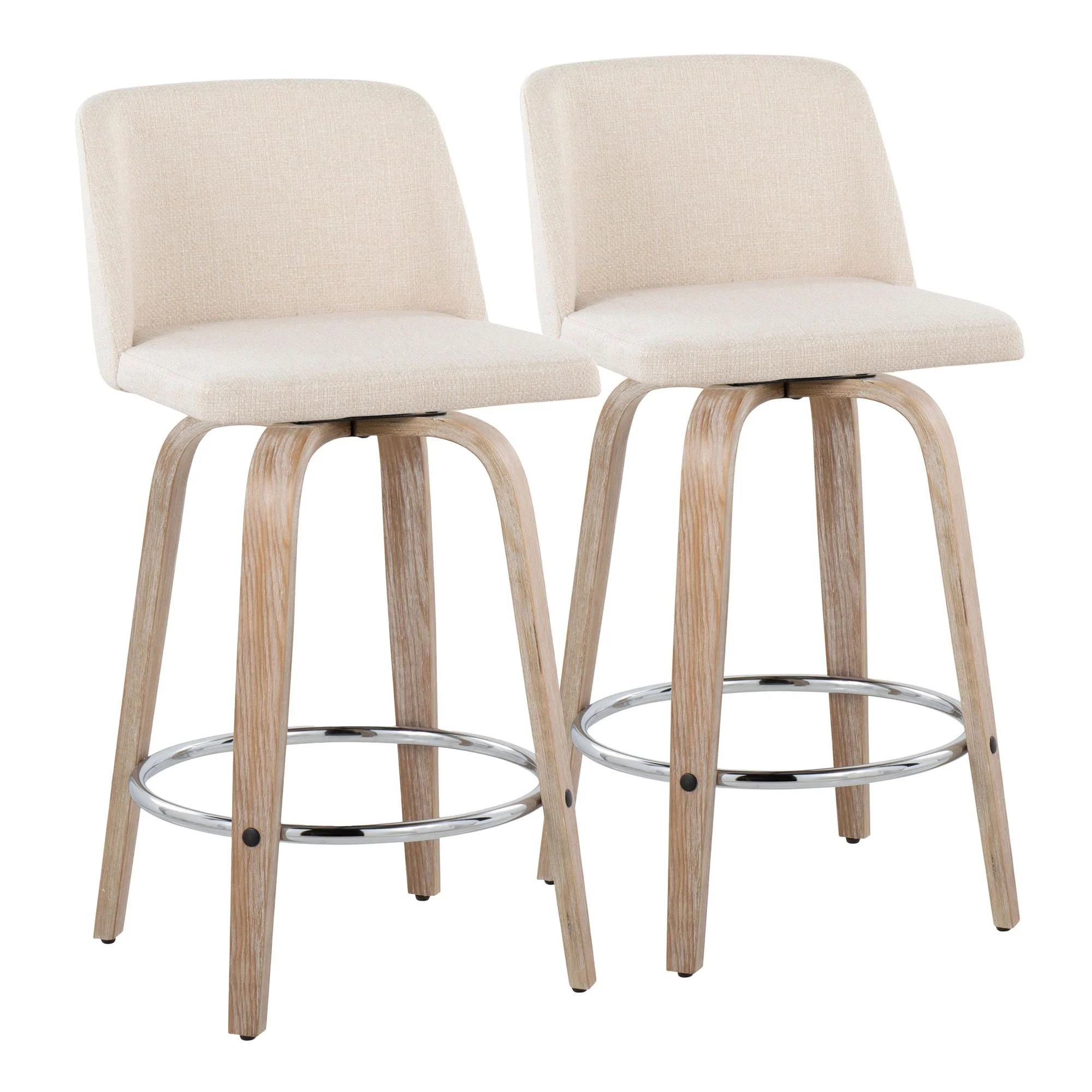 Toriano 26" Fixed-Height Counter Stool - Set of 2 By LumiSource - B26-TRNOFB-GRTZR2 WWNCR2 - Image 5