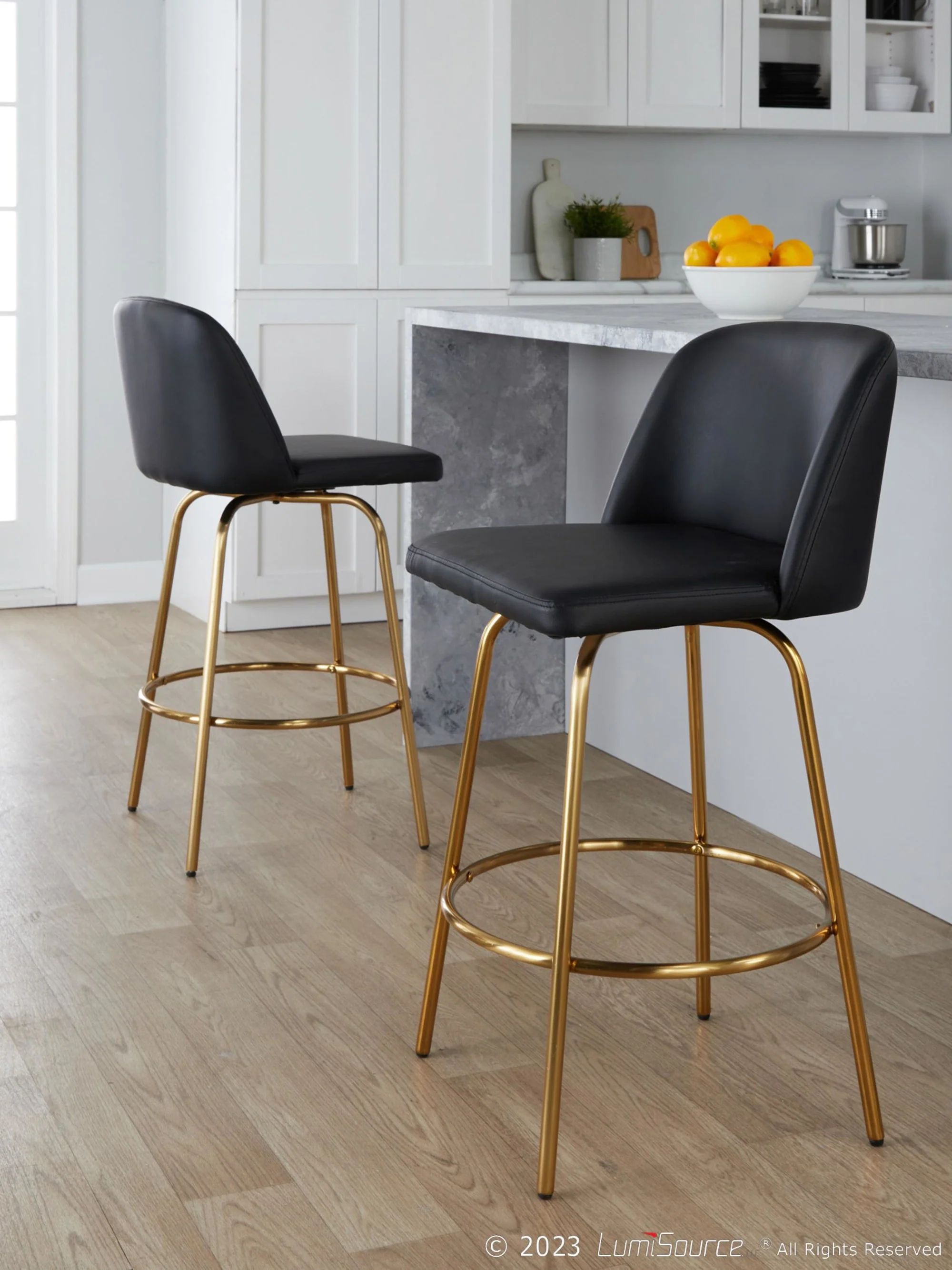 Toriano 26" Fixed-Height Counter Stool - Set of 2 By LumiSource - B26-TRNOPU-CLARZG2 AUBK2 - Image 2