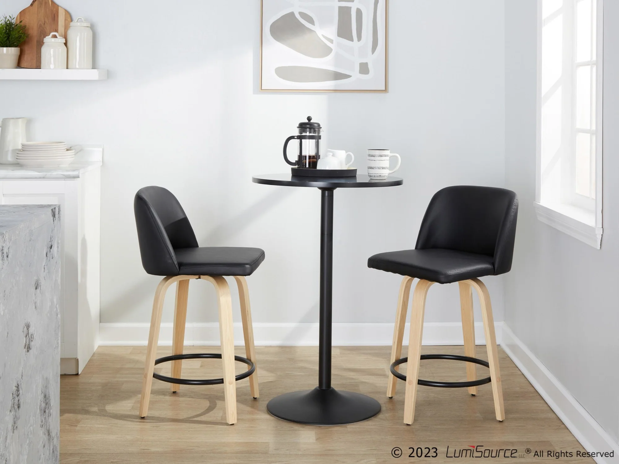 Toriano 26" Fixed-Height Counter Stool - Set of 2 By LumiSource - B26-TRNOPU-GRTZQ2 NABK2 - Image 3