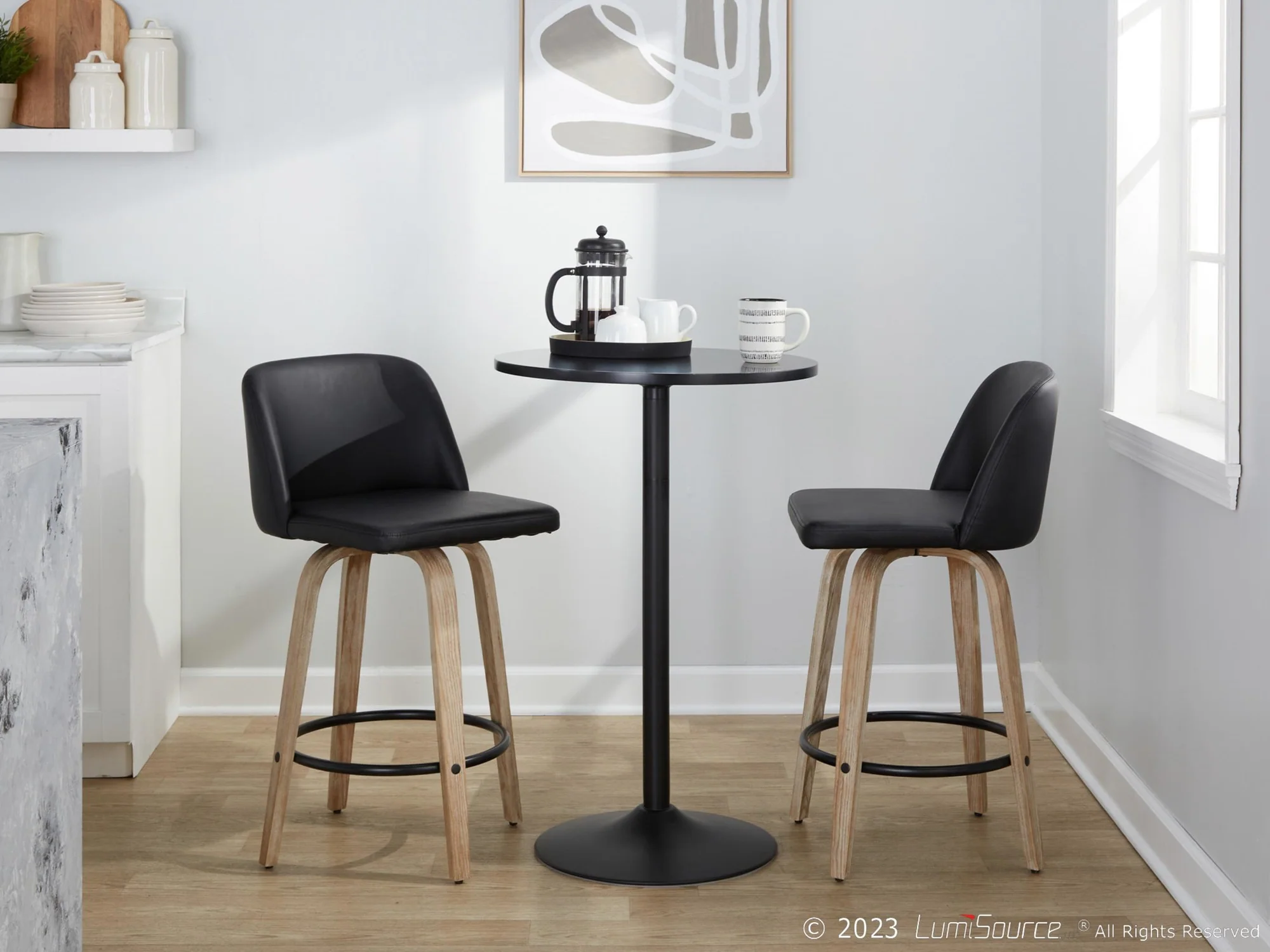 Toriano 26" Fixed-Height Counter Stool - Set of 2 By LumiSource - B26-TRNOPU-GRTZQ2 WWBK2 - Image 3