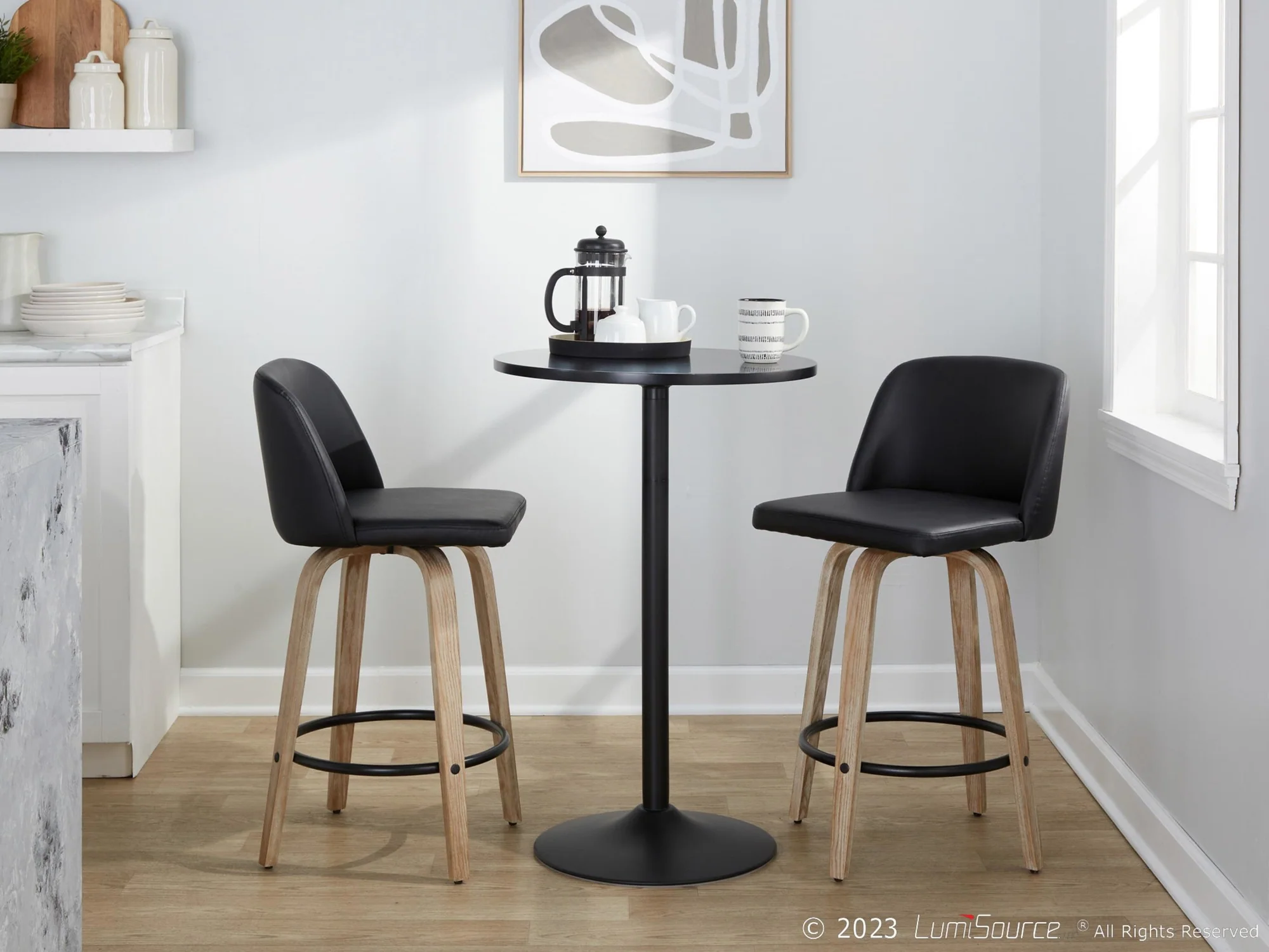 Toriano 26" Fixed-Height Counter Stool - Set of 2 By LumiSource - B26-TRNOPU-GRTZQ2 WWBK2 - Image 4