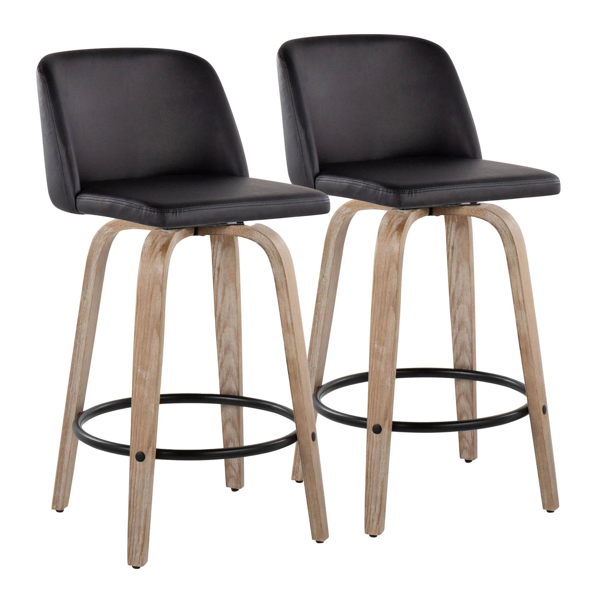 Toriano 26" Fixed-Height Counter Stool - Set of 2 By LumiSource - B26-TRNOPU-GRTZQ2 WWBK2 - Image 5