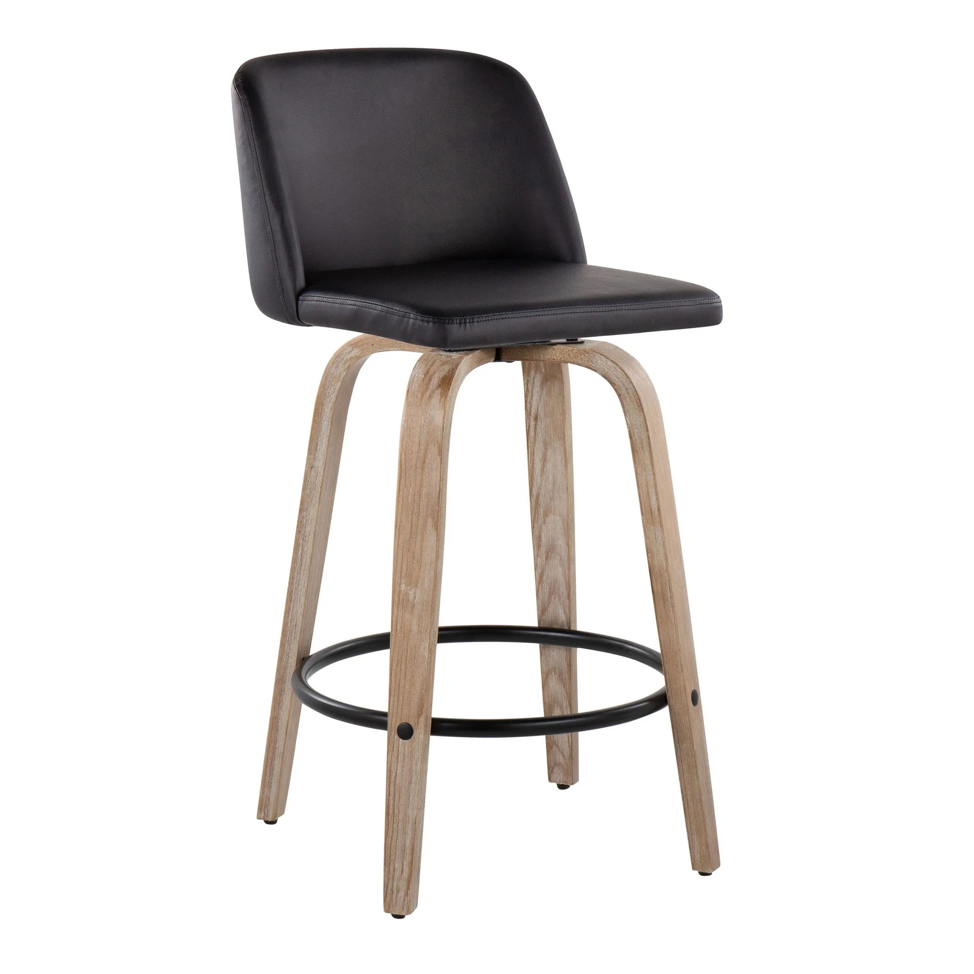 Toriano 26" Fixed-Height Counter Stool - Set of 2 By LumiSource - B26-TRNOPU-GRTZQ2 WWBK2 - Image 6