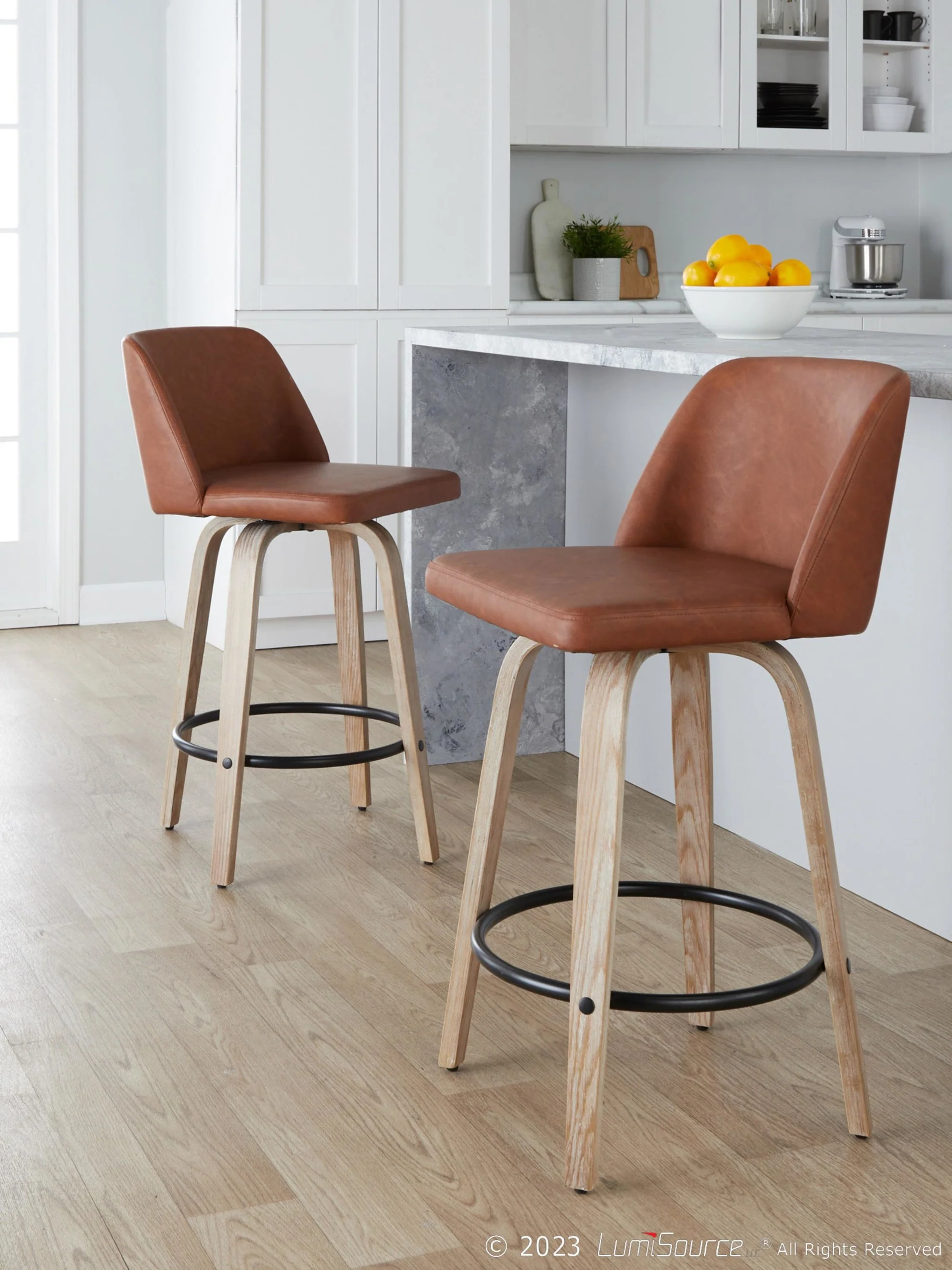 Toriano 26" Fixed-Height Counter Stool - Set of 2 By LumiSource - B26-TRNOPU-GRTZQ2 WWCAM2 - Image 2