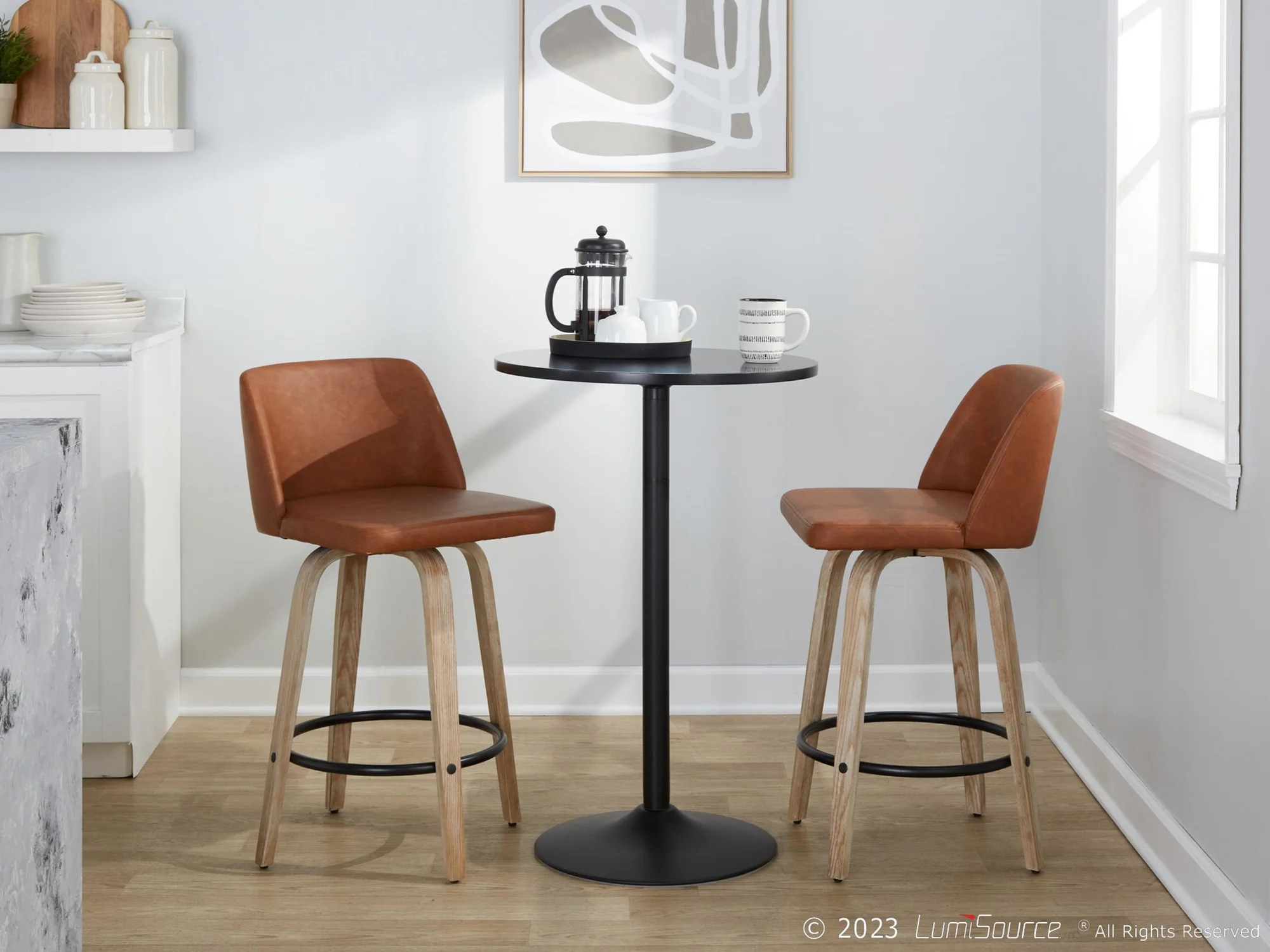 Toriano 26" Fixed-Height Counter Stool - Set of 2 By LumiSource - B26-TRNOPU-GRTZQ2 WWCAM2 - Image 3