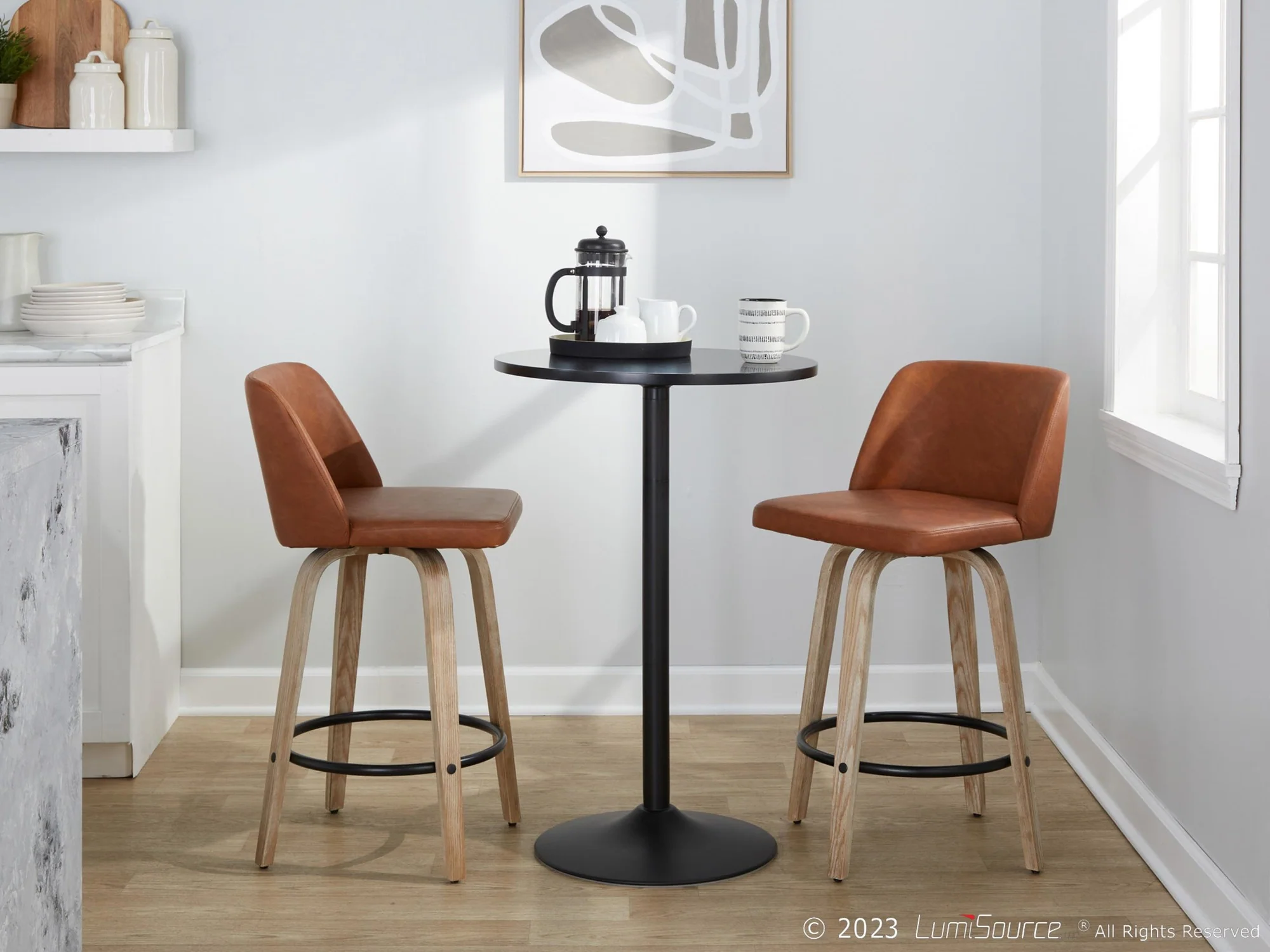 Toriano 26" Fixed-Height Counter Stool - Set of 2 By LumiSource - B26-TRNOPU-GRTZQ2 WWCAM2 - Image 4