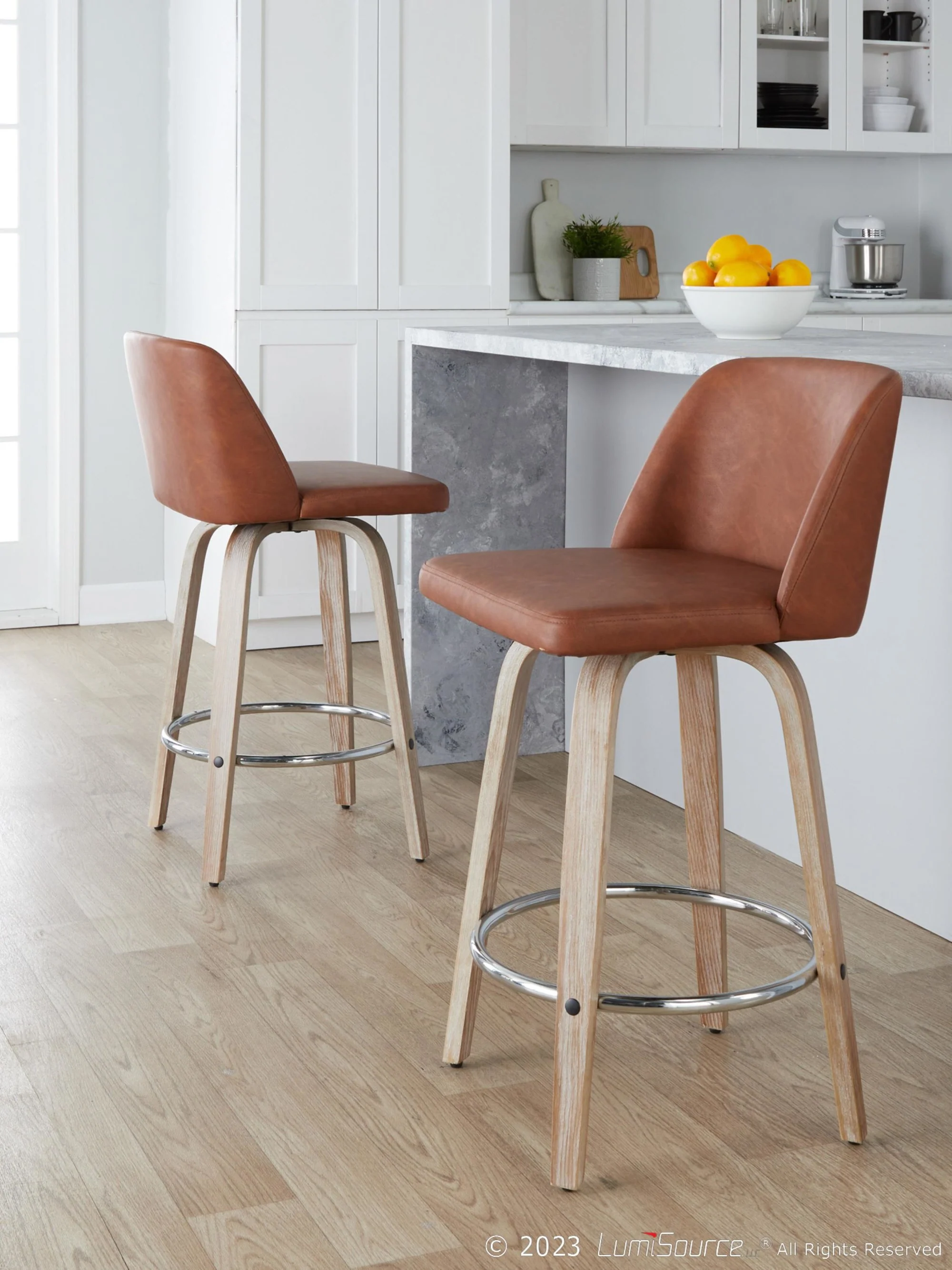 Toriano 26" Fixed-Height Counter Stool - Set of 2 By LumiSource - B26-TRNOPU-GRTZR2 WWBK2 - Image 11