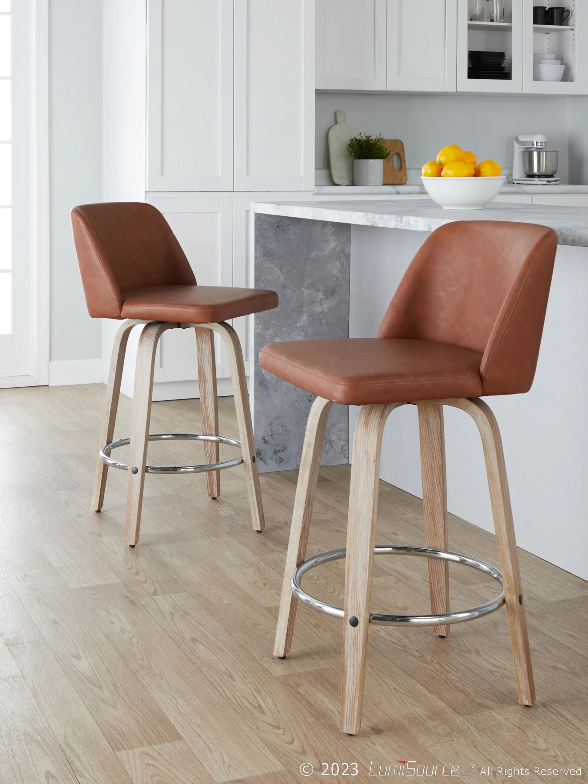Toriano 26" Fixed-Height Counter Stool - Set of 2 By LumiSource - B26-TRNOPU-GRTZR2 WWBK2 - Image 12