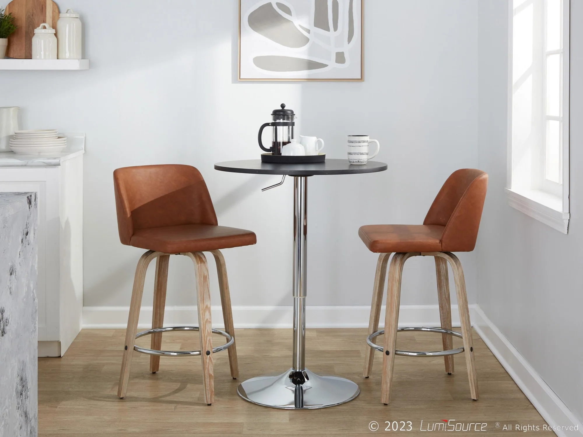 Toriano 26" Fixed-Height Counter Stool - Set of 2 By LumiSource - B26-TRNOPU-GRTZR2 WWBK2 - Image 13