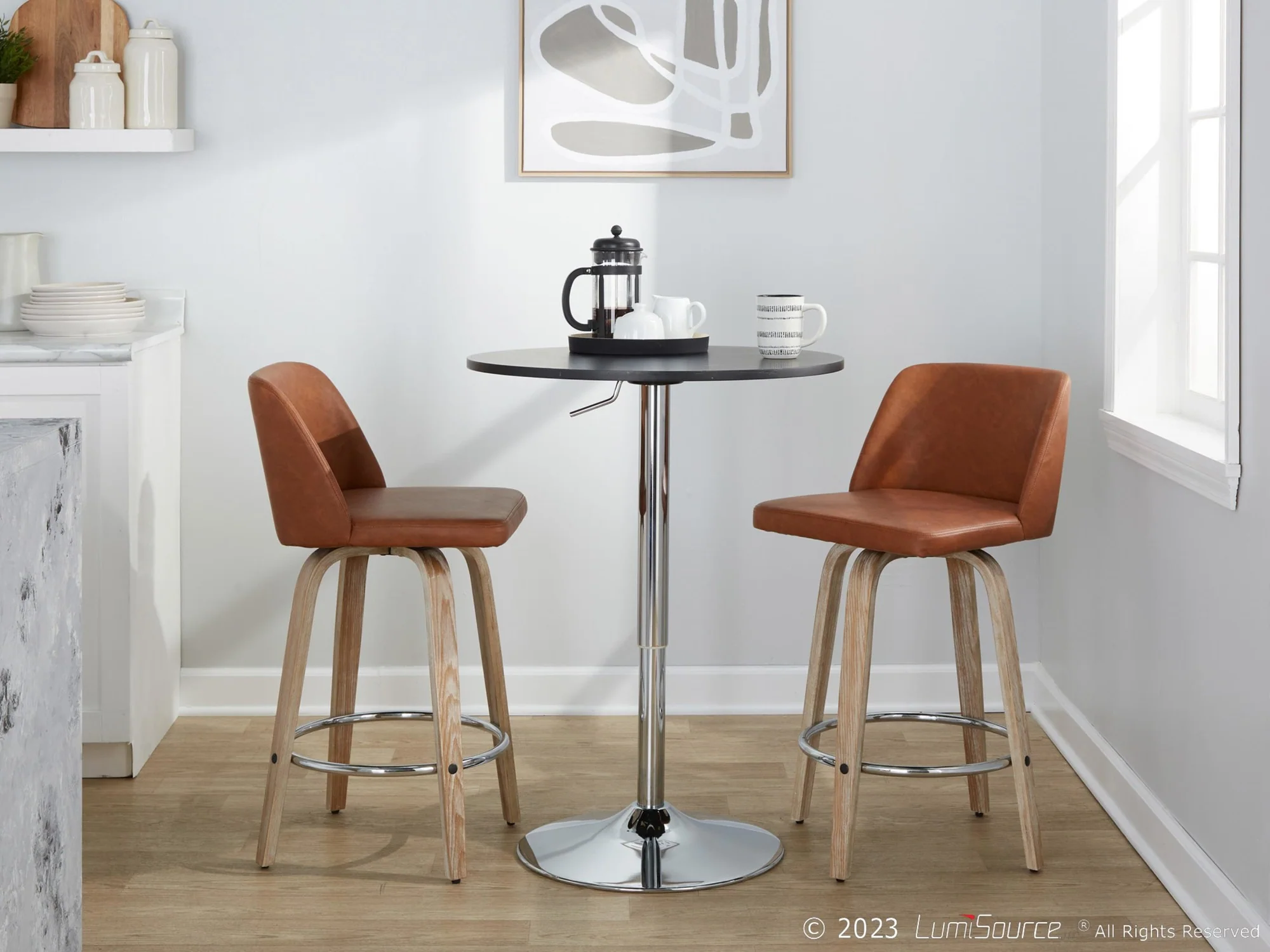 Toriano 26" Fixed-Height Counter Stool - Set of 2 By LumiSource - B26-TRNOPU-GRTZR2 WWBK2 - Image 14