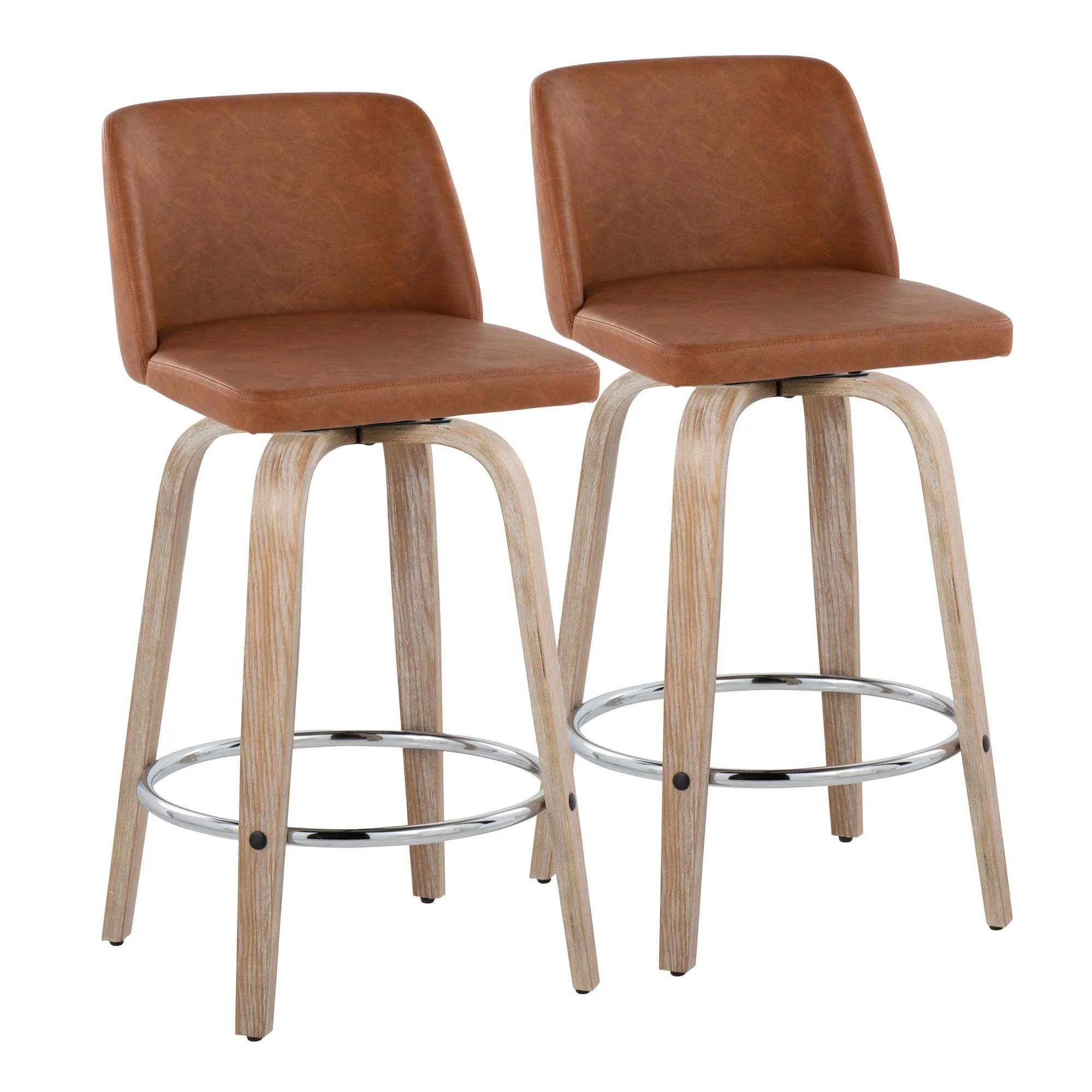 Toriano 26" Fixed-Height Counter Stool - Set of 2 By LumiSource - B26-TRNOPU-GRTZR2 WWBK2 - Image 15