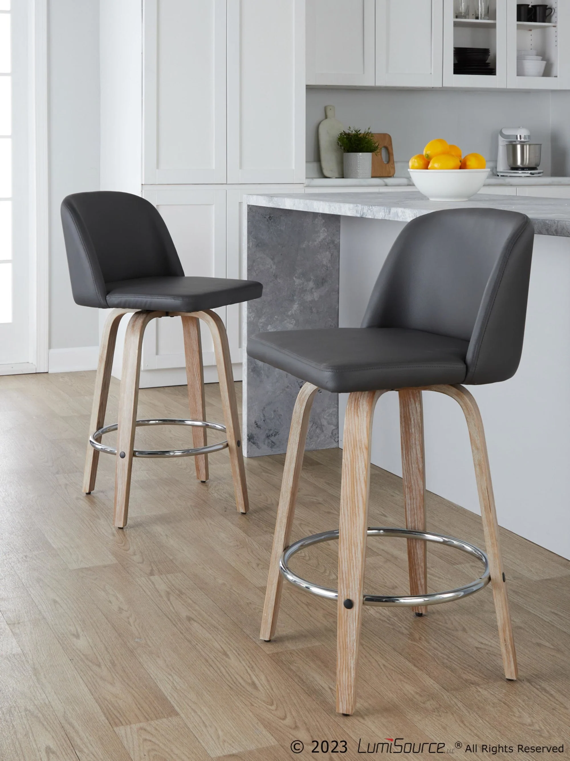 Toriano 26" Fixed-Height Counter Stool - Set of 2 By LumiSource - B26-TRNOPU-GRTZR2 WWBK2 - Image 21