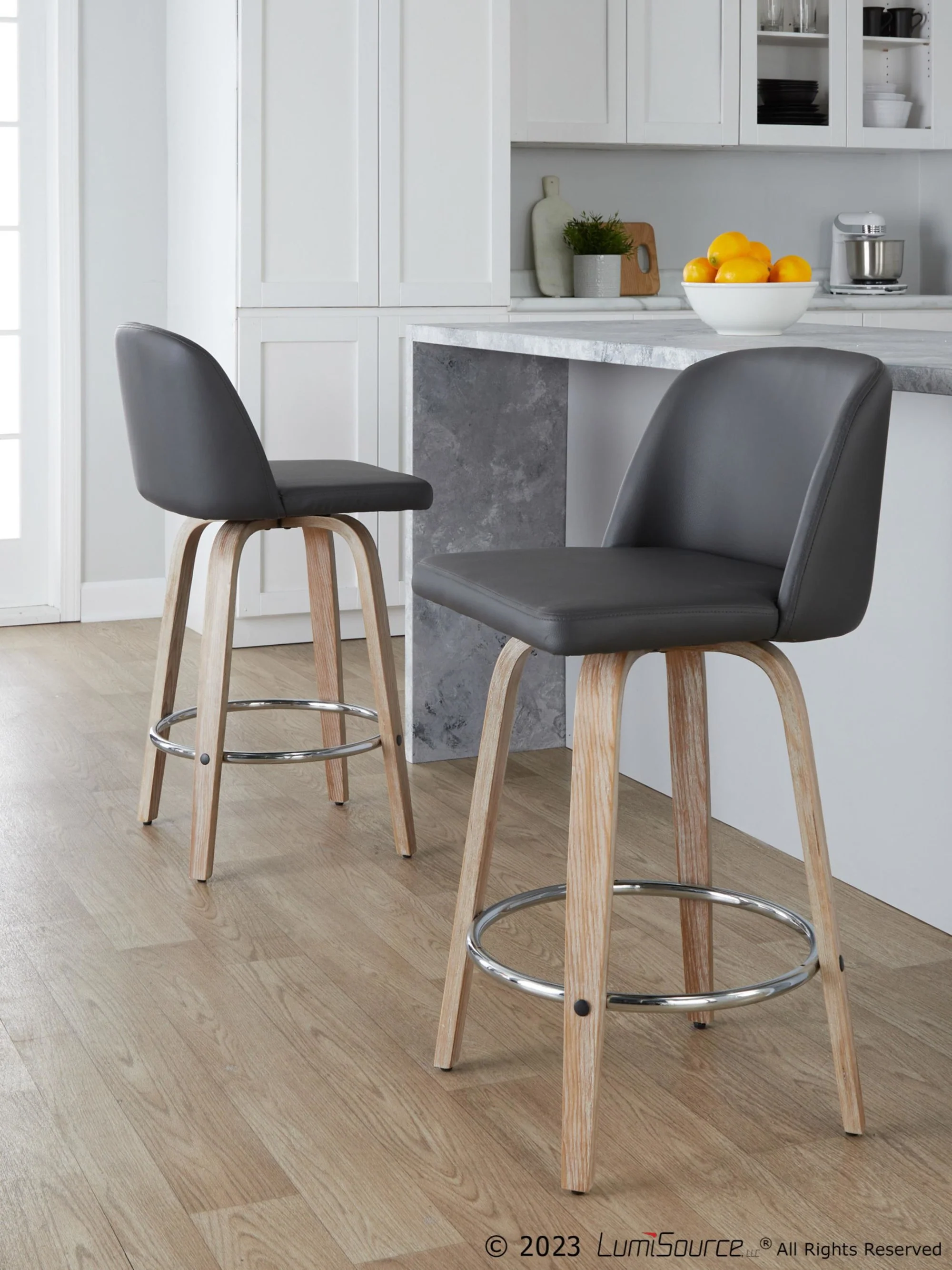Toriano 26" Fixed-Height Counter Stool - Set of 2 By LumiSource - B26-TRNOPU-GRTZR2 WWBK2 - Image 22