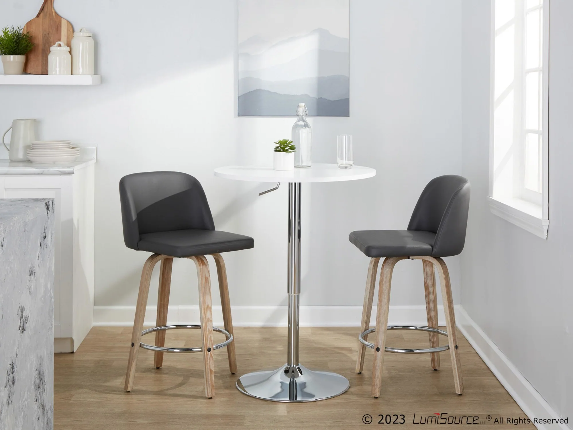 Toriano 26" Fixed-Height Counter Stool - Set of 2 By LumiSource - B26-TRNOPU-GRTZR2 WWBK2 - Image 23