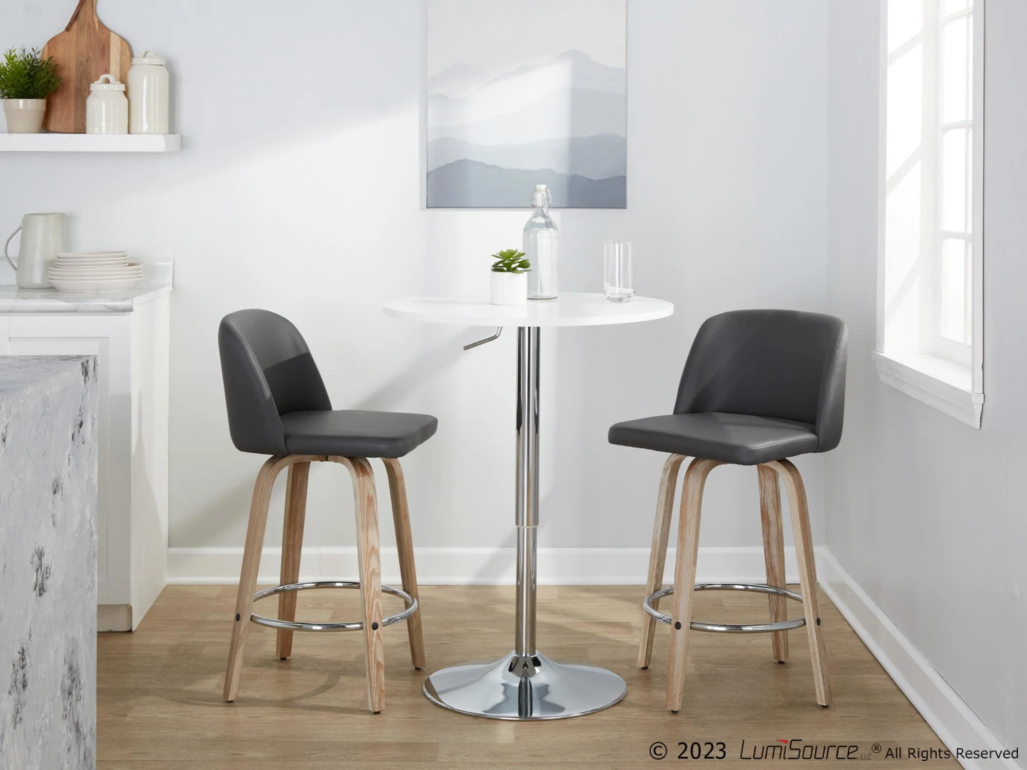 Toriano 26" Fixed-Height Counter Stool - Set of 2 By LumiSource - B26-TRNOPU-GRTZR2 WWBK2 - Image 24