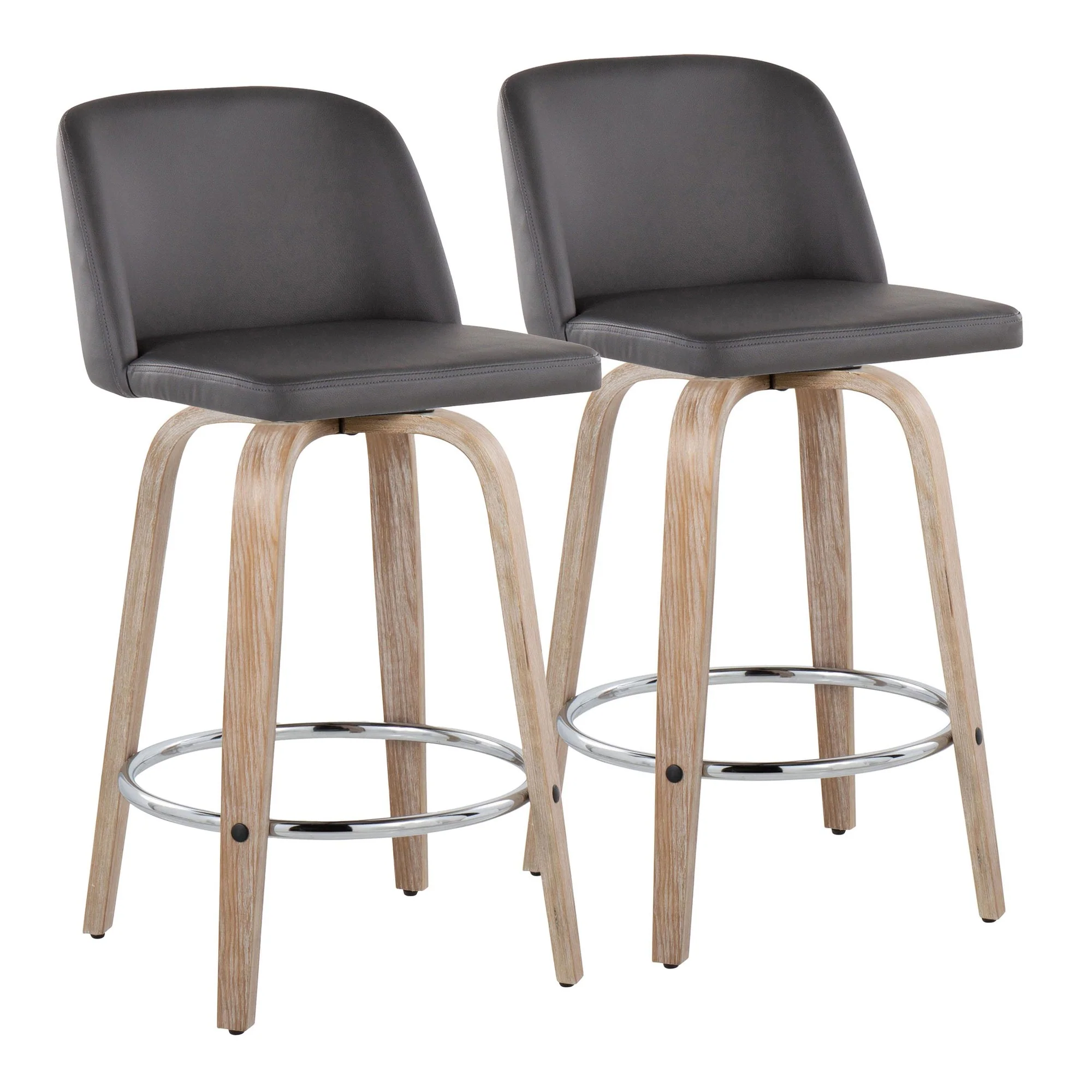 Toriano 26" Fixed-Height Counter Stool - Set of 2 By LumiSource - B26-TRNOPU-GRTZR2 WWBK2 - Image 25