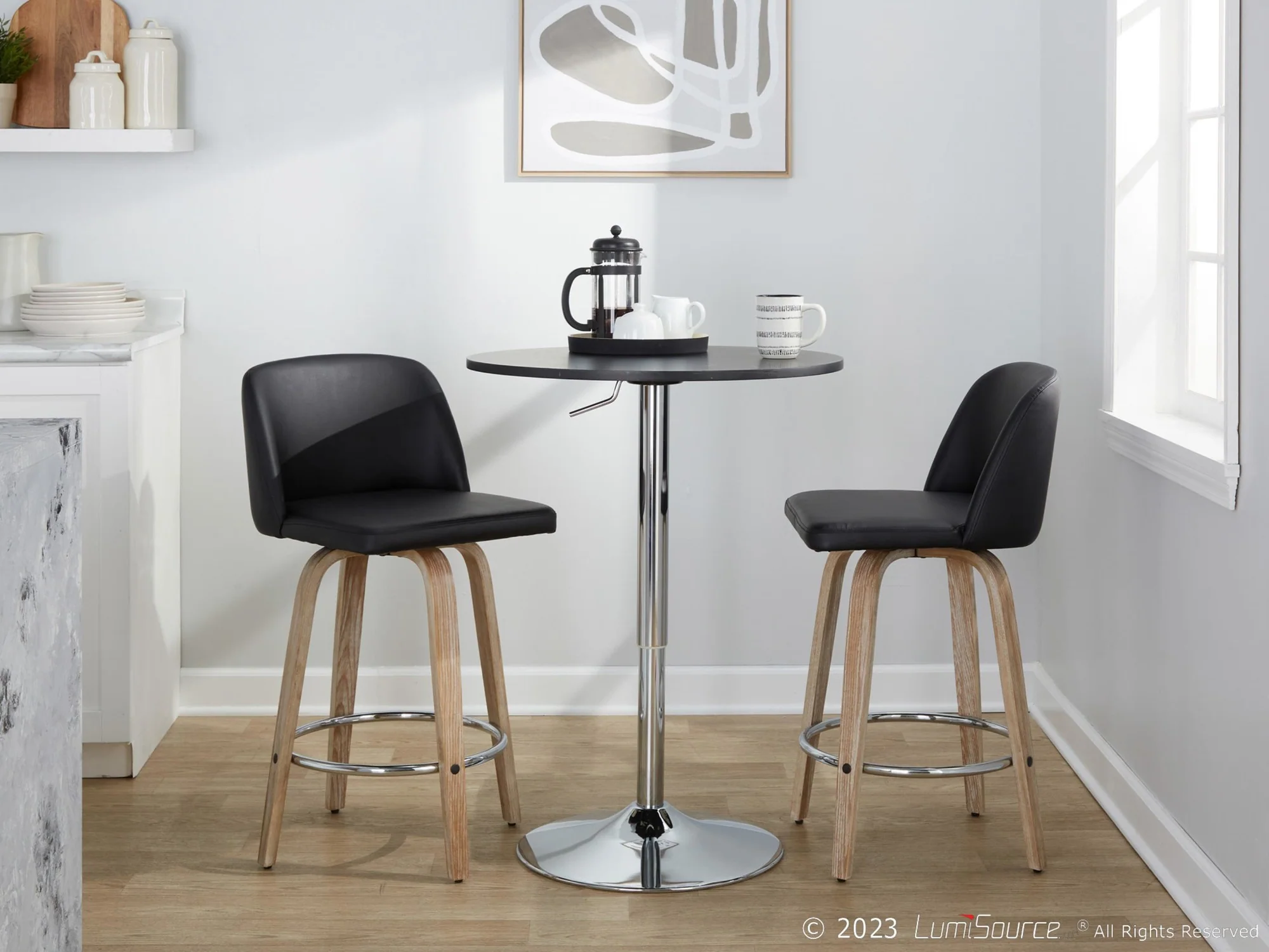 Toriano 26" Fixed-Height Counter Stool - Set of 2 By LumiSource - B26-TRNOPU-GRTZR2 WWBK2 - Image 3