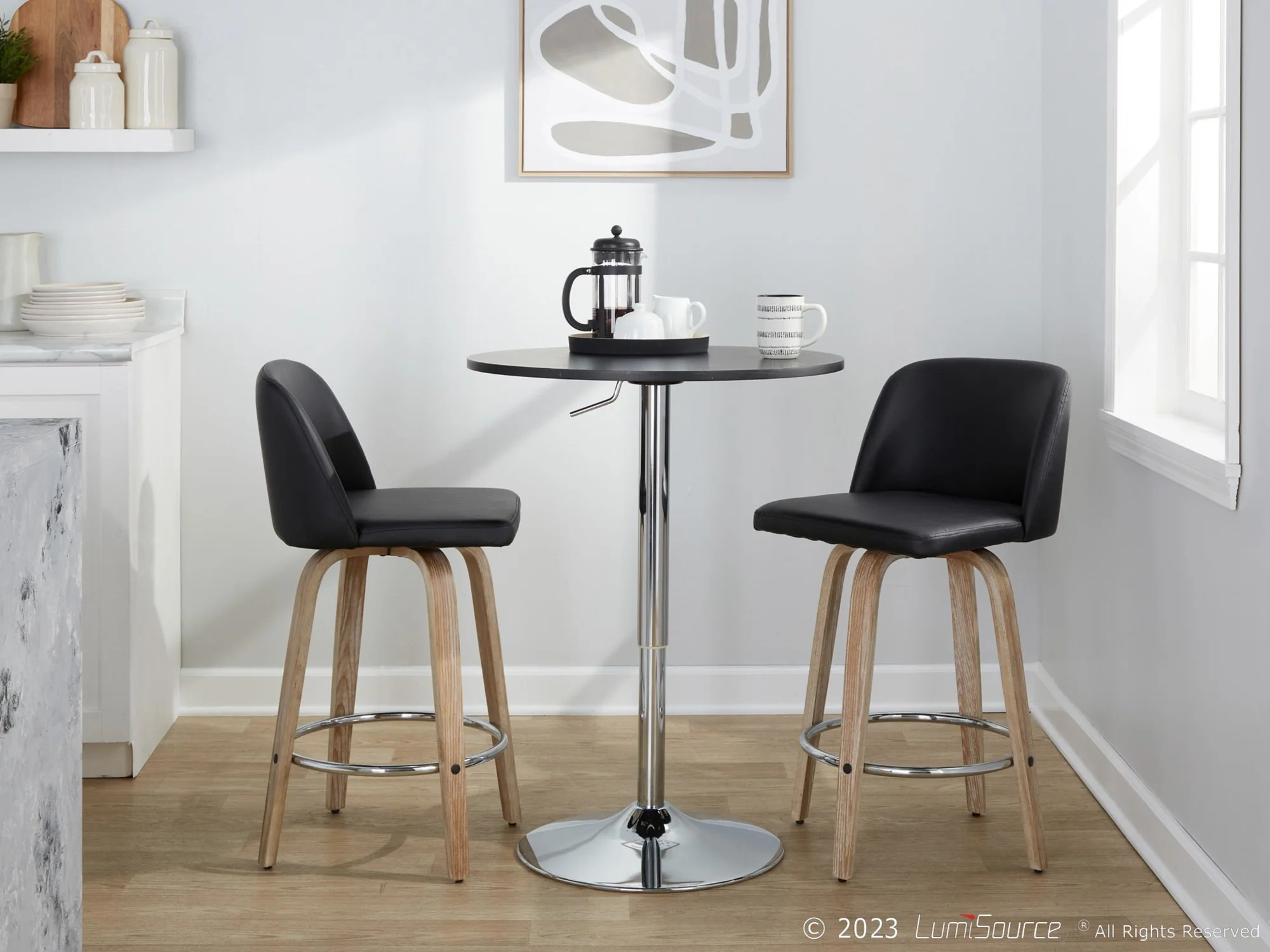 Toriano 26" Fixed-Height Counter Stool - Set of 2 By LumiSource - B26-TRNOPU-GRTZR2 WWBK2 - Image 4