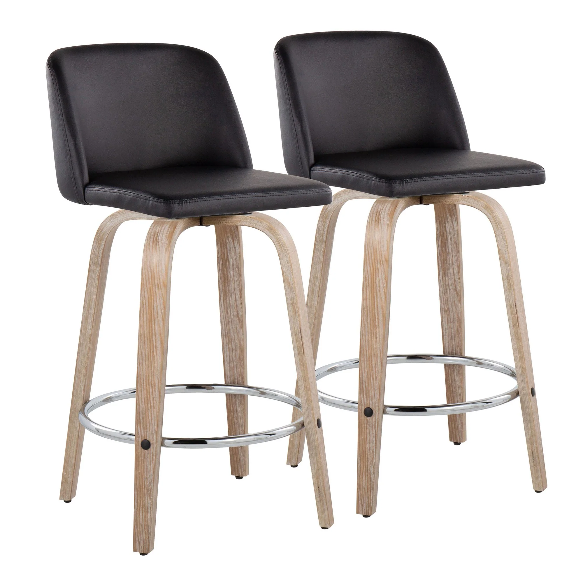 Toriano 26" Fixed-Height Counter Stool - Set of 2 By LumiSource - B26-TRNOPU-GRTZR2 WWBK2 - Image 5