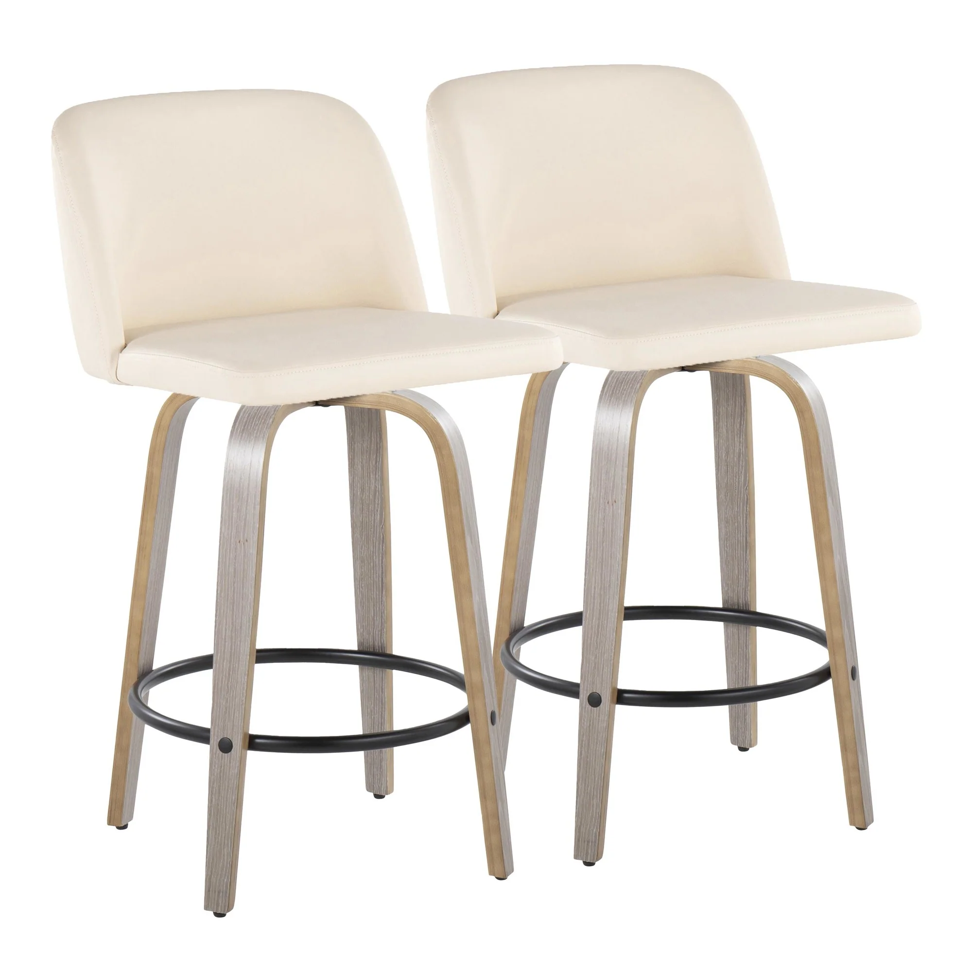 Toriano 26" Fixed Height Counter Stool - Set of 2 Cream By LumiSource - B26-TRNOPU-GRTZQ2 BNCR2 - Image 15