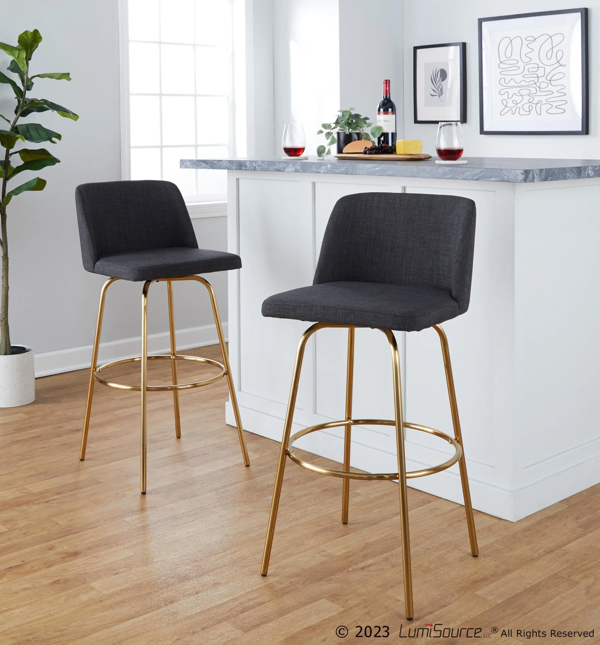 Toriano 30" Fixed-Height Barstool - Set of 2 By LumiSource - B30-TRNOFB-CLARZG2 AUBU2 - Image 11