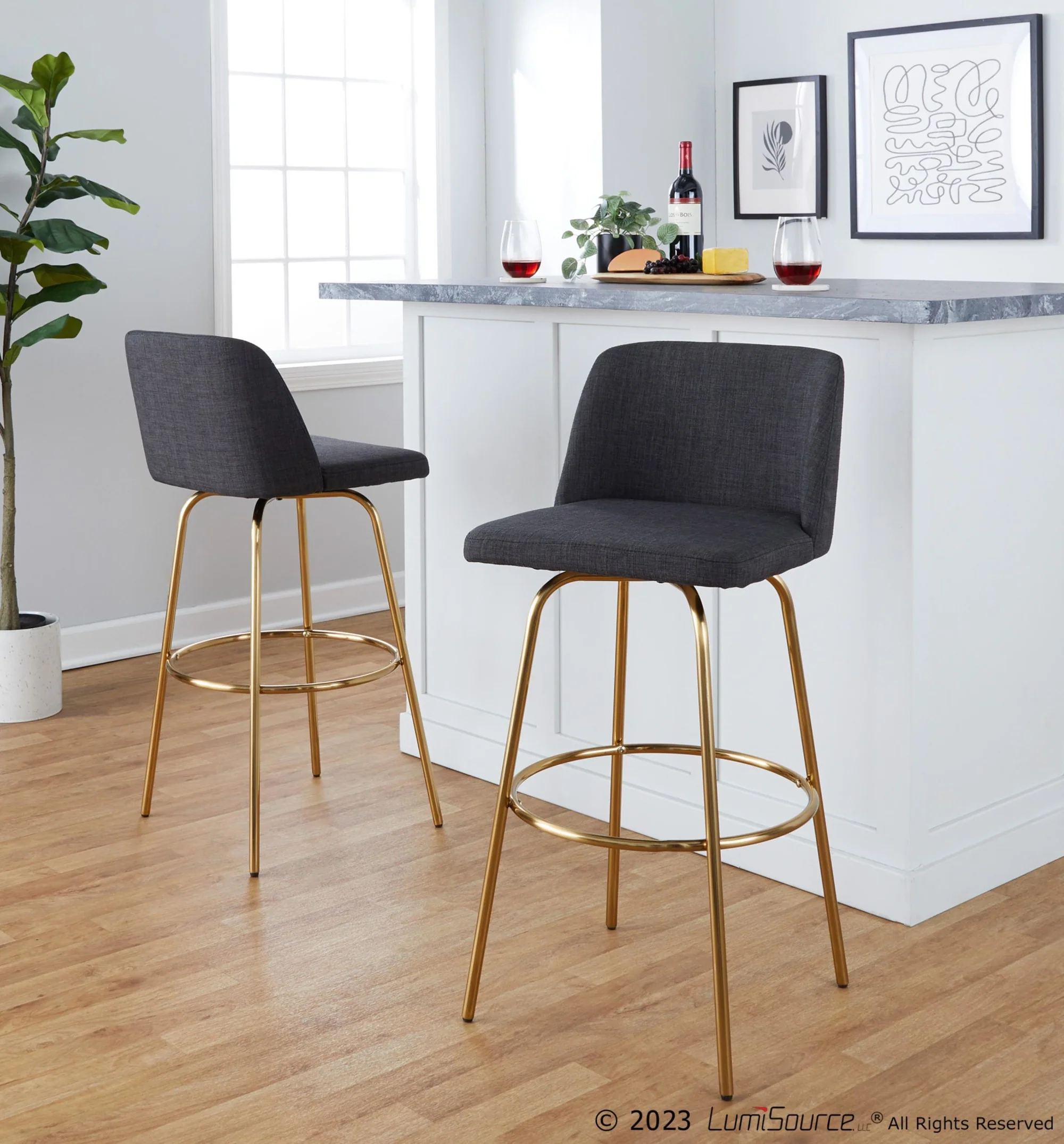 Toriano 30" Fixed-Height Barstool - Set of 2 By LumiSource - B30-TRNOFB-CLARZG2 AUBU2 - Image 12