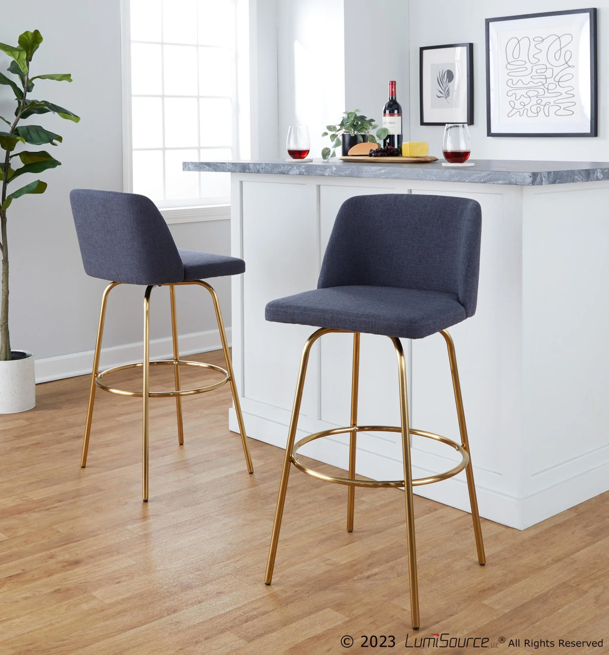 Toriano 30" Fixed-Height Barstool - Set of 2 By LumiSource - B30-TRNOFB-CLARZG2 AUBU2 - Image 2