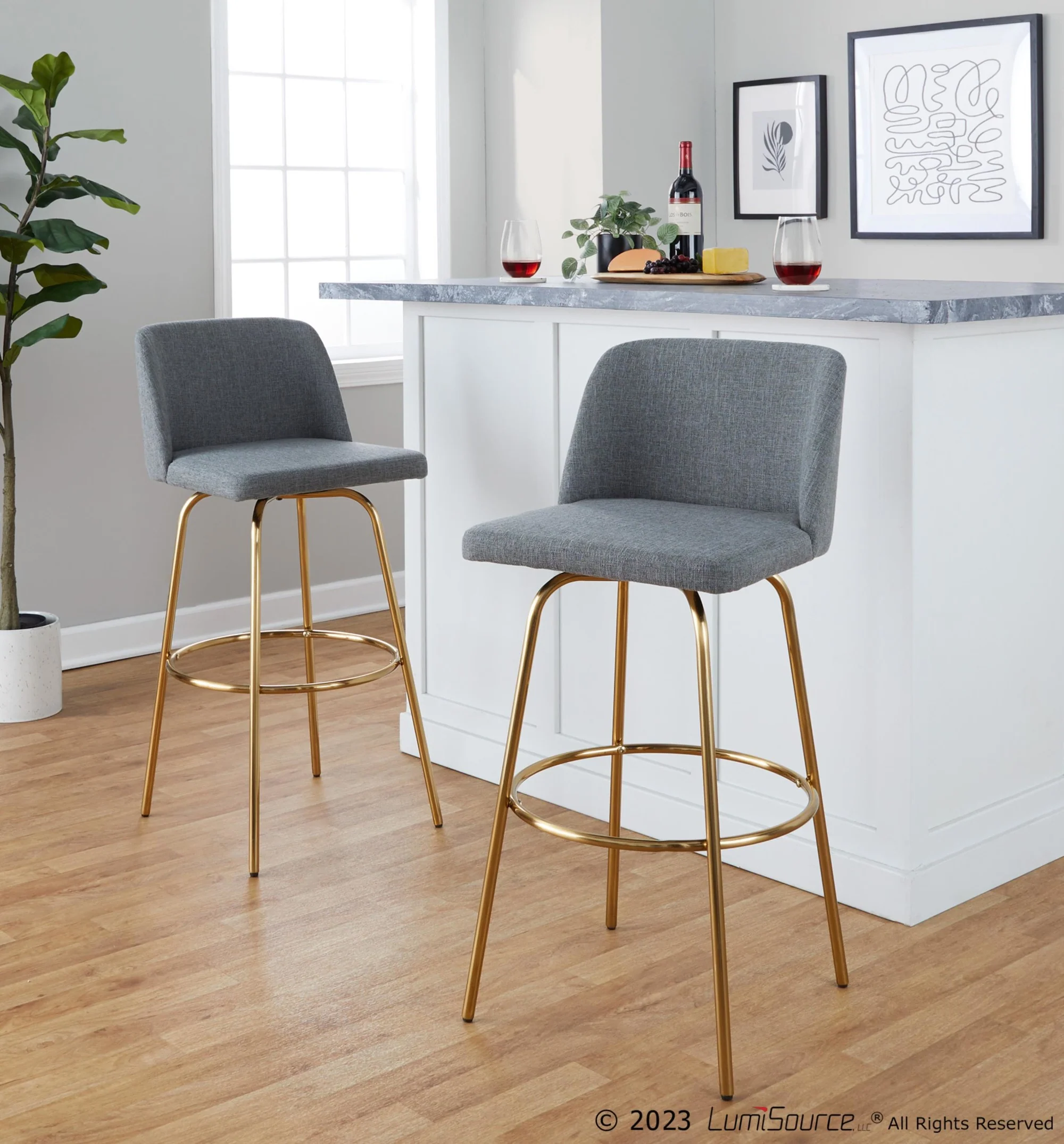 Toriano 30" Fixed-Height Barstool - Set of 2 By LumiSource - B30-TRNOFB-CLARZG2 AUBU2 - Image 21