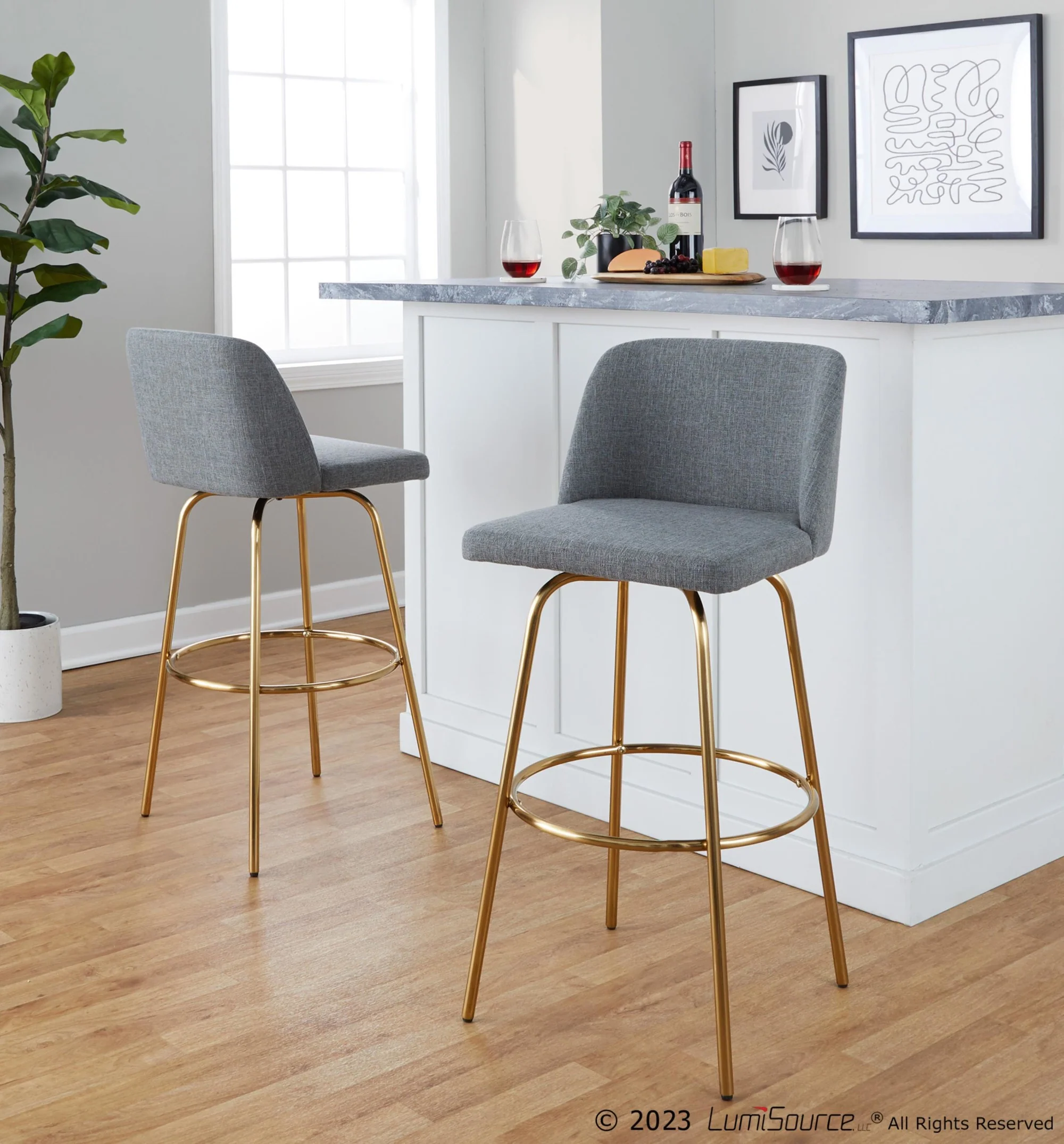 Toriano 30" Fixed-Height Barstool - Set of 2 By LumiSource - B30-TRNOFB-CLARZG2 AUBU2 - Image 22