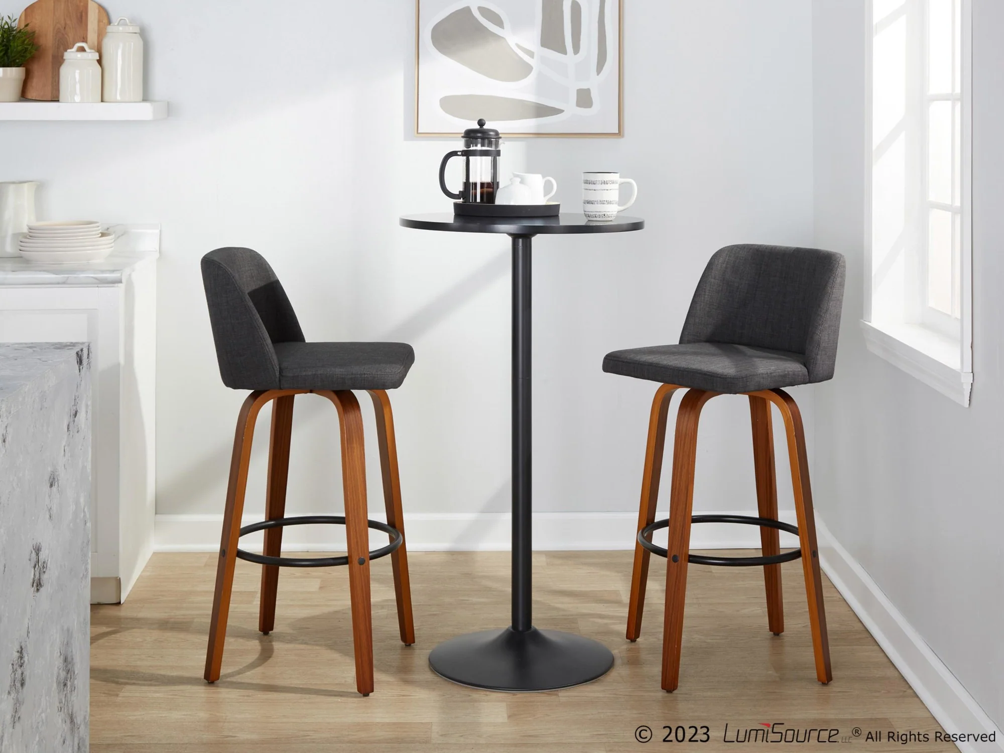 Toriano 30" Fixed-Height Barstool - Set of 2 By LumiSource - B30-TRNOFB-GRTZQ2 WLBU2 - Image 13