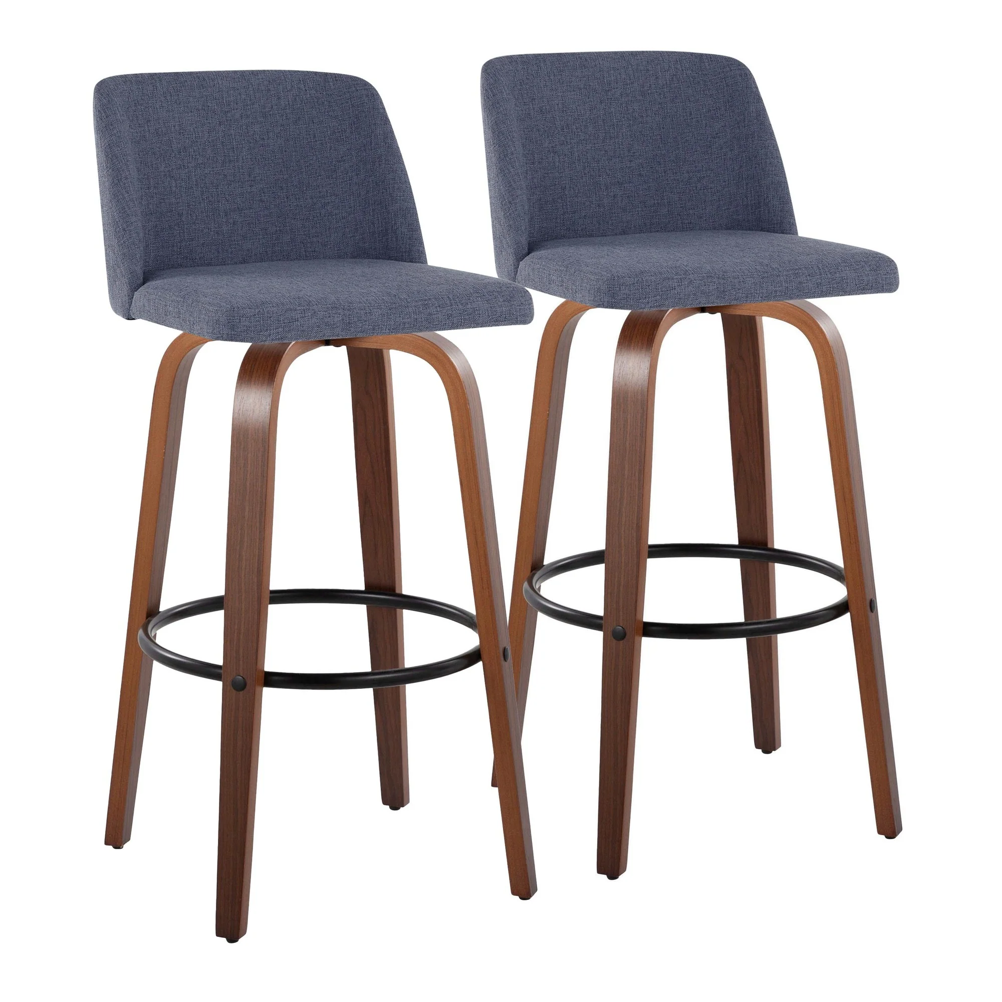 Toriano 30" Fixed-Height Barstool - Set of 2 By LumiSource - B30-TRNOFB-GRTZQ2 WLBU2 - Image 5