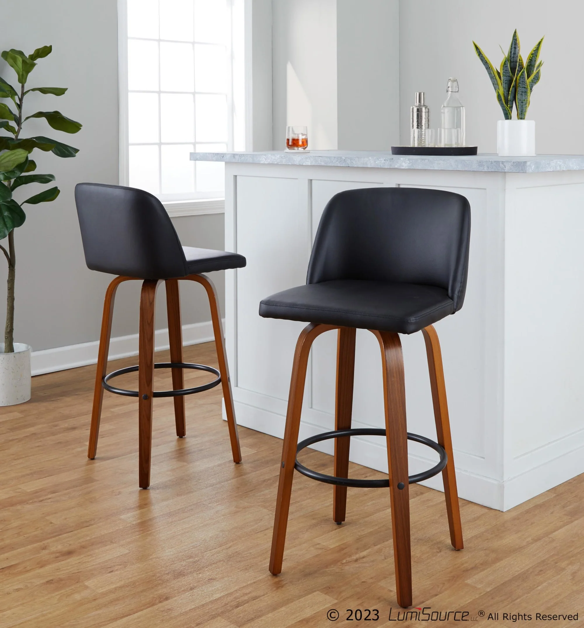 Toriano 30" Fixed-Height Barstool - Set of 2 By LumiSource - B30-TRNOFB-GRTZQ2 WLGY2 - Image 11