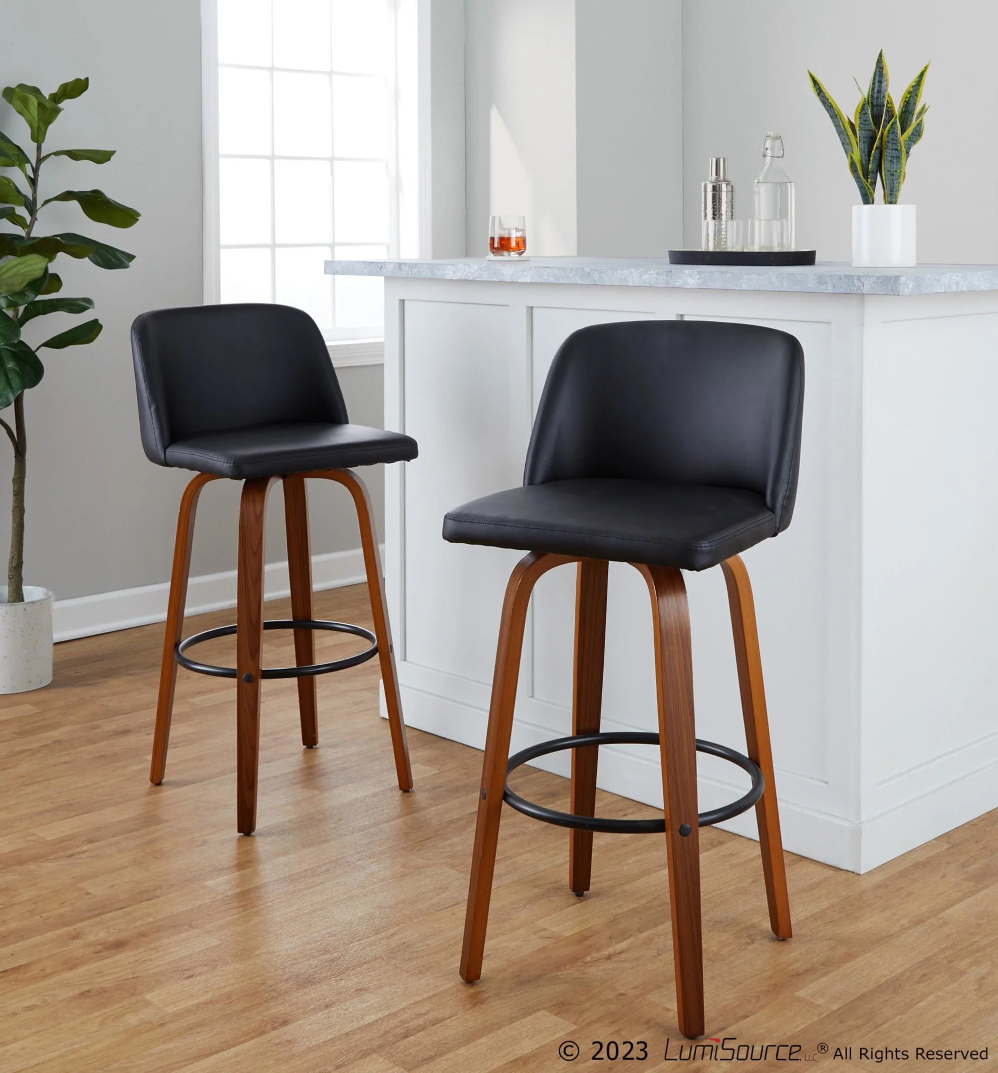 Toriano 30" Fixed-Height Barstool - Set of 2 By LumiSource - B30-TRNOFB-GRTZQ2 WLGY2 - Image 12