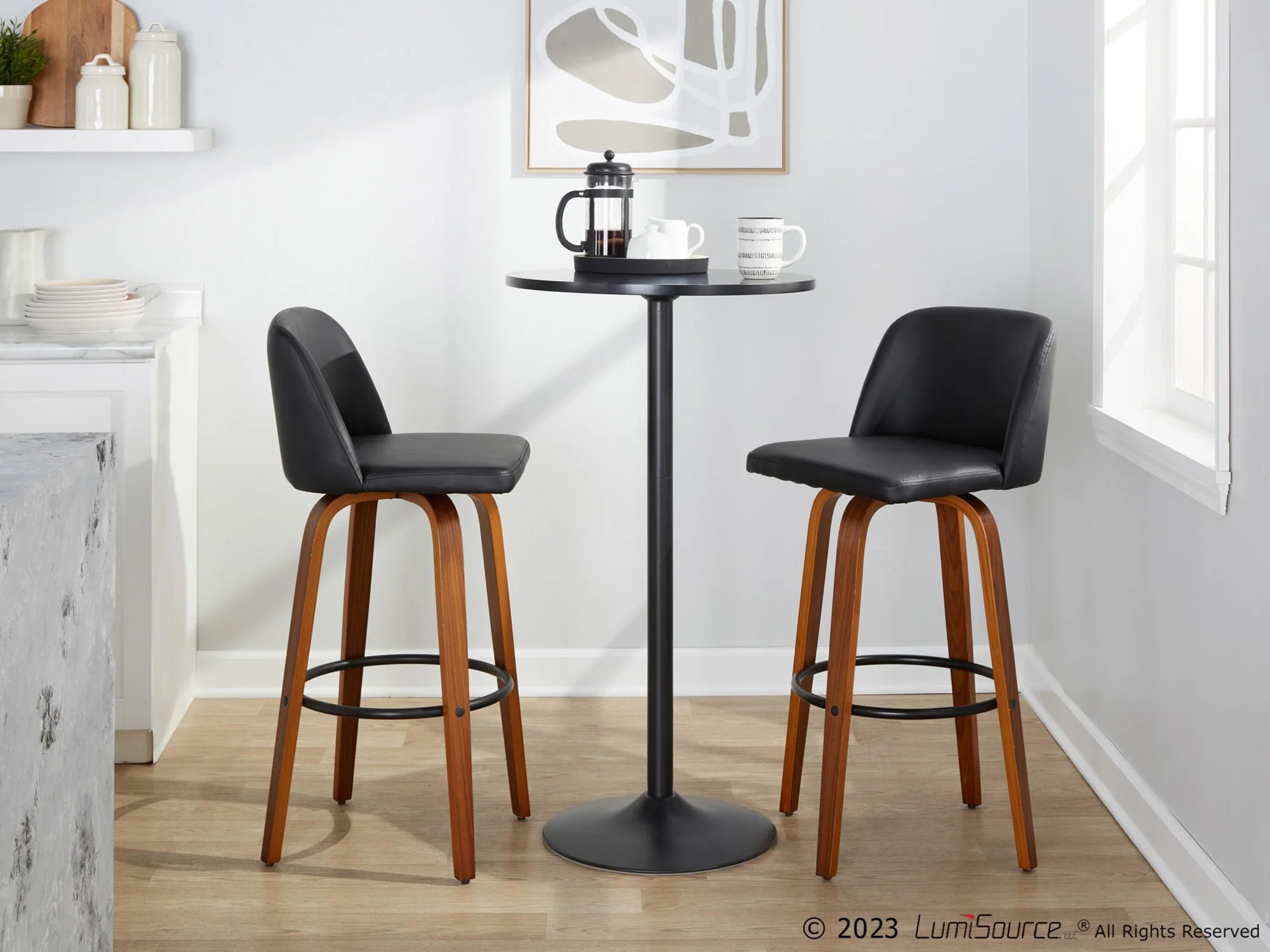 Toriano 30" Fixed-Height Barstool - Set of 2 By LumiSource - B30-TRNOFB-GRTZQ2 WLGY2 - Image 13