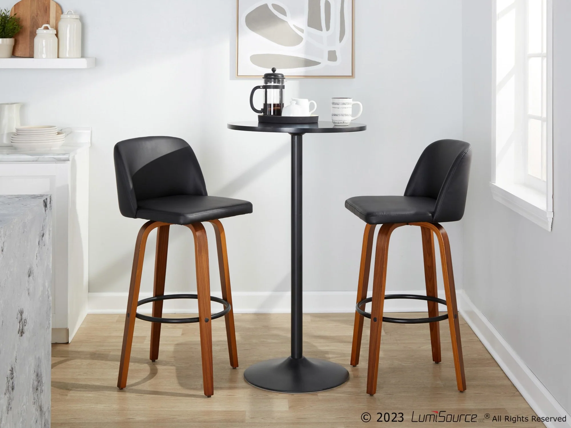 Toriano 30" Fixed-Height Barstool - Set of 2 By LumiSource - B30-TRNOFB-GRTZQ2 WLGY2 - Image 14