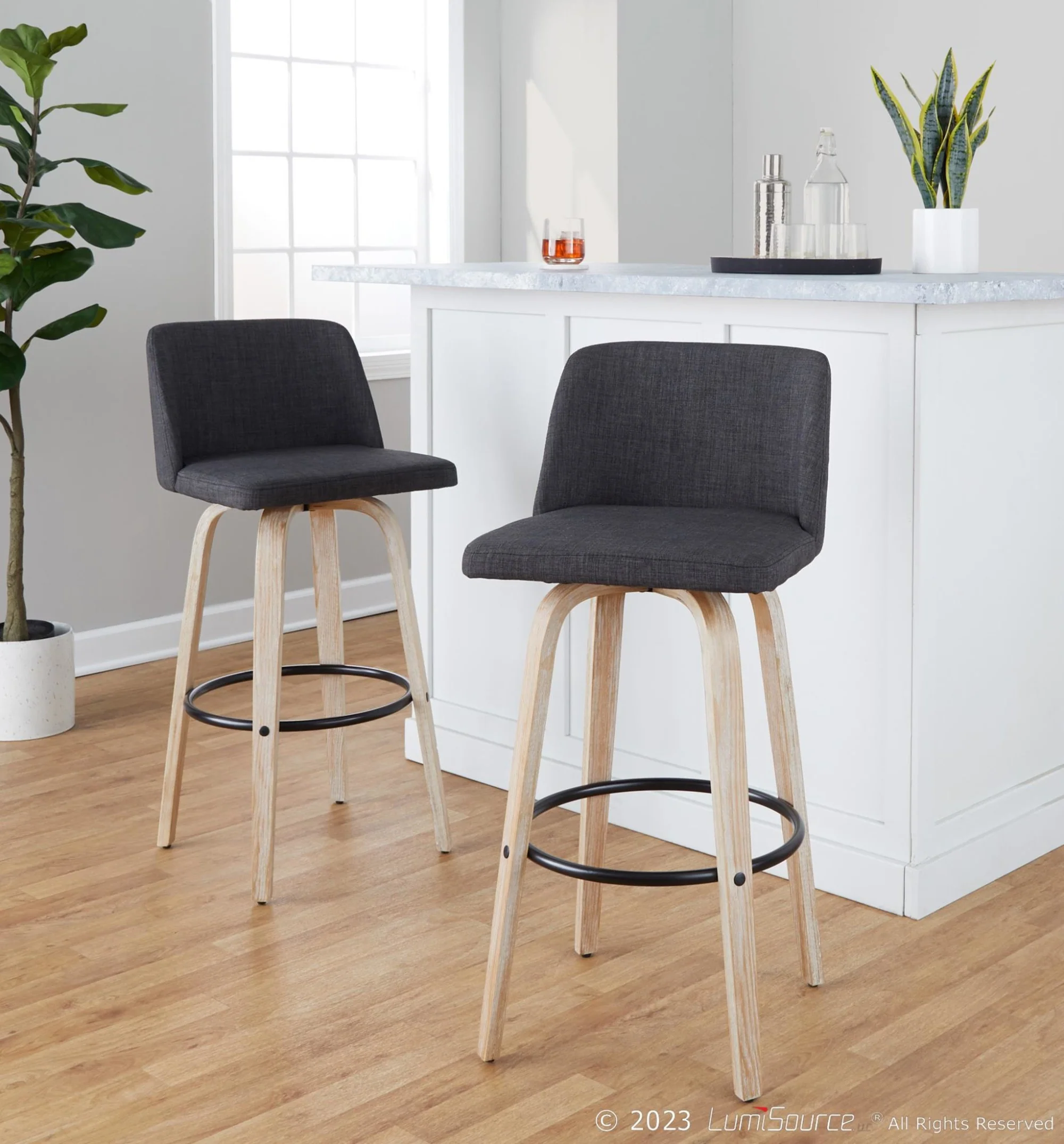 Toriano 30" Fixed-Height Barstool - Set of 2 By LumiSource - B30-TRNOFB-GRTZQ2 WWBU2 - Image 10